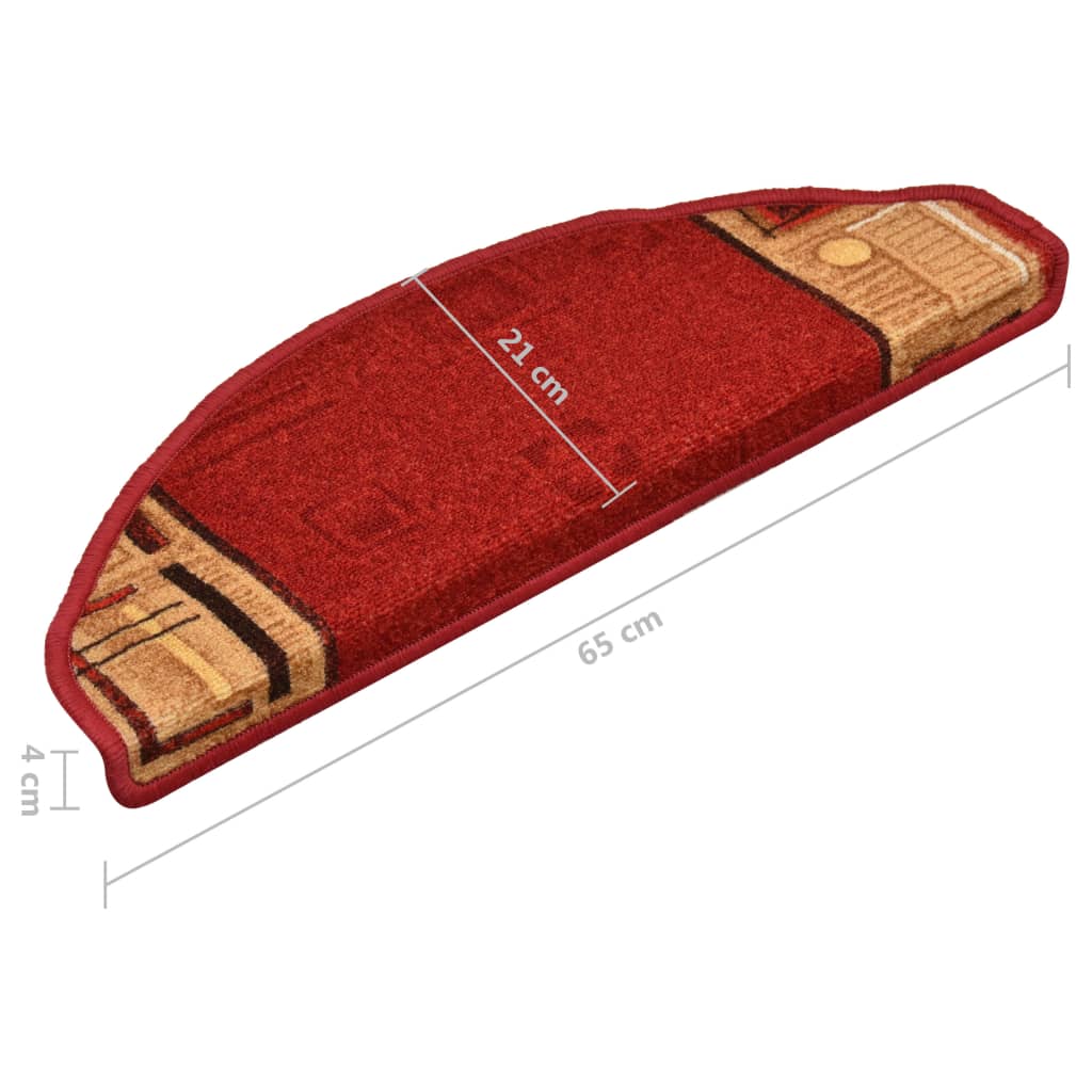 Tapis d'escalier autoadhésifs 5 pcs 65x21x4 cm Rouge - 9
