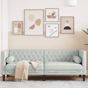 Set divano e cuscino Chesterfield in 3 pezzi grigio scuro | Leroy Merlin