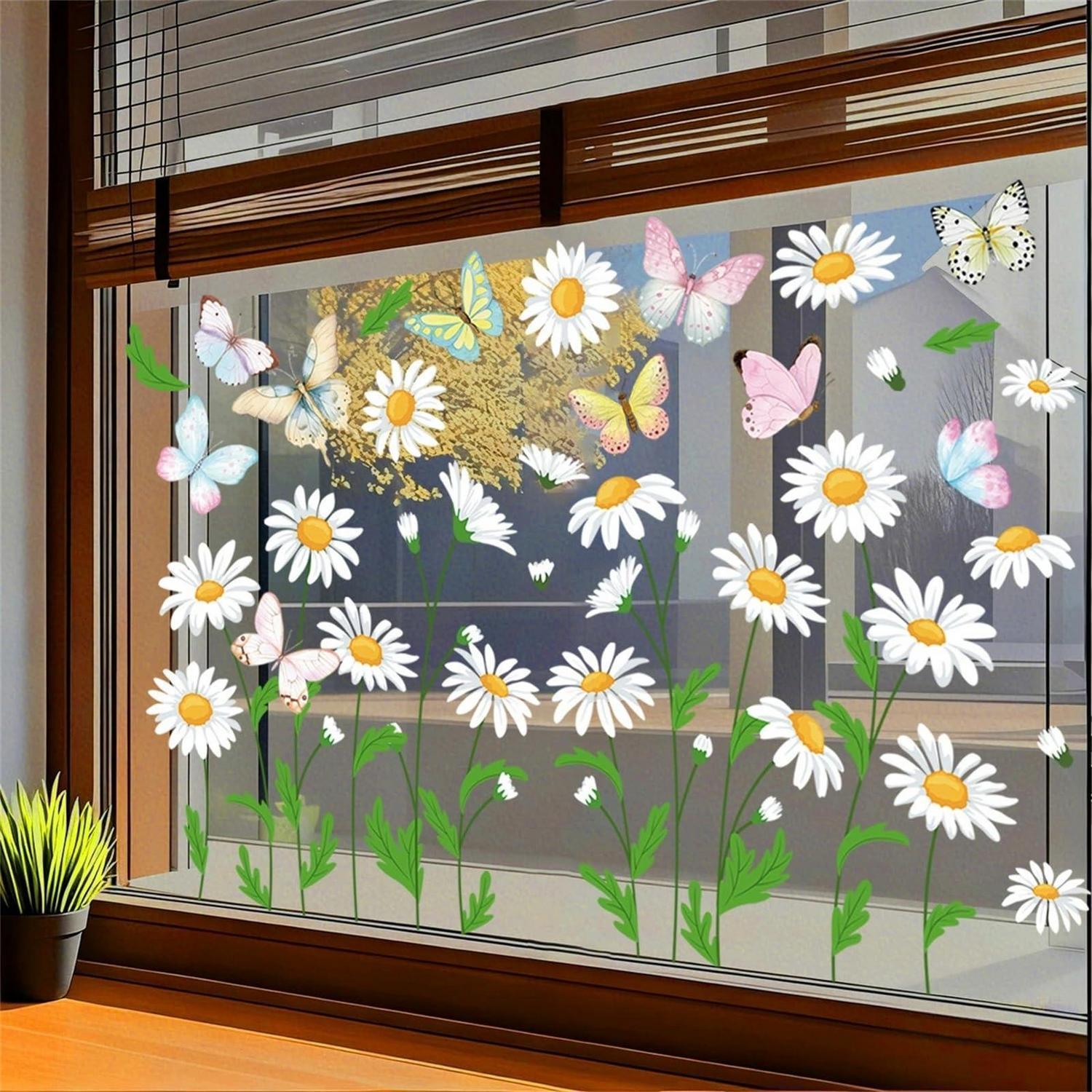 Autocollant fenêtre papillon PVC réutilisable décoration printemps L ...