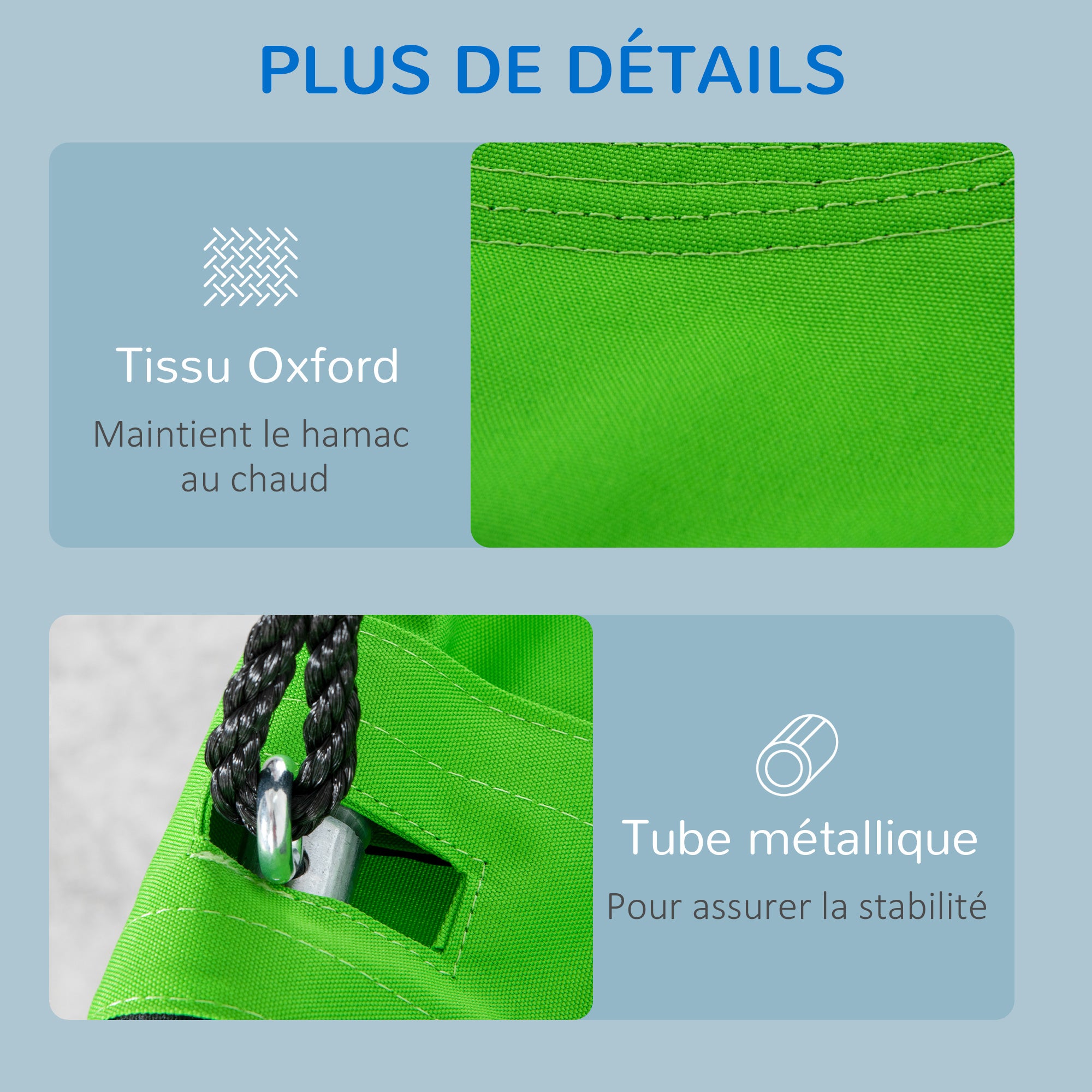Balançoire nid d'oiseau avec tente amovible - Vert et Bleu - 7