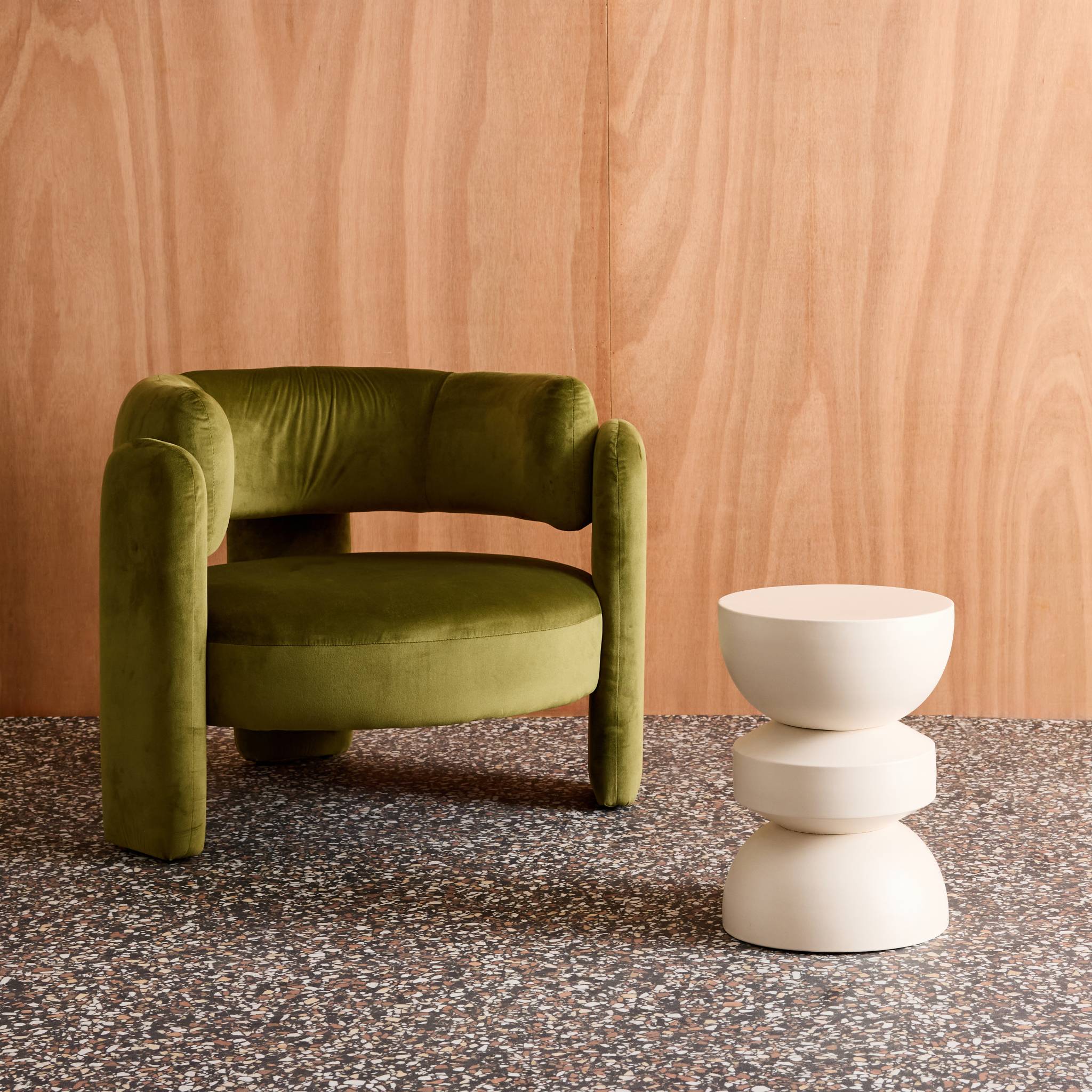 Mesa auxiliar de metal Crema - 32x32x43.5 cm - 6