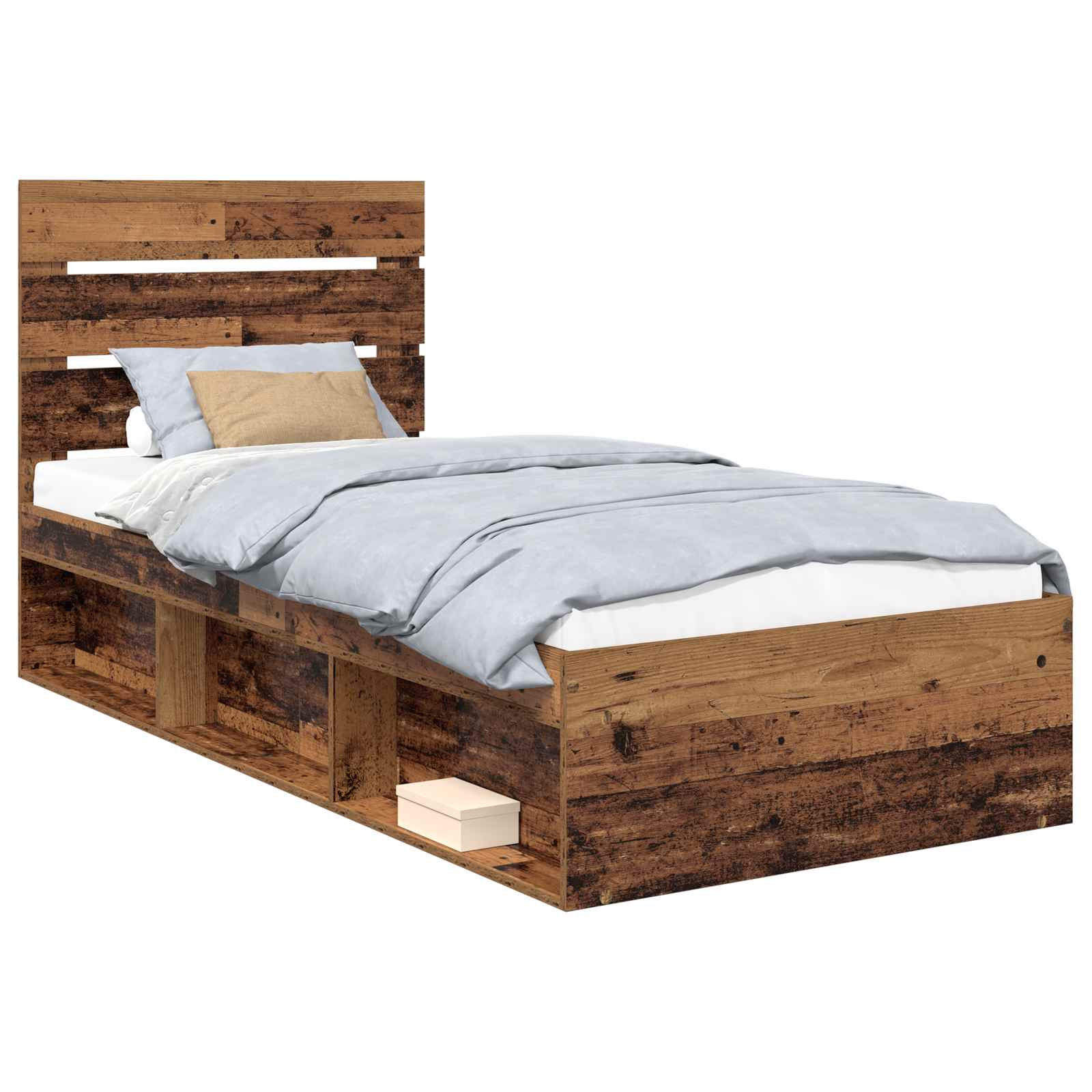 Cadre de lit bois ancien 75 x 190 cm en bois de pin massif - 2