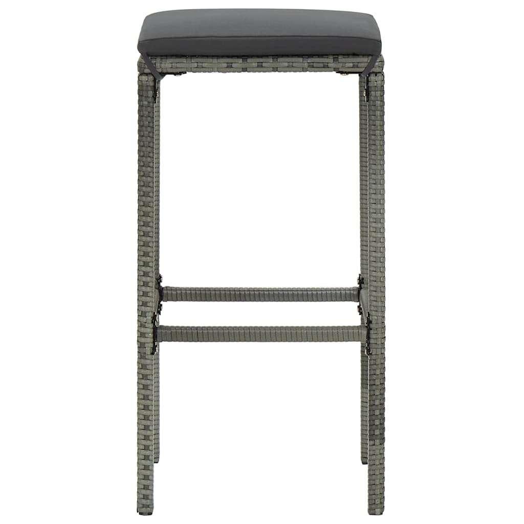Tabourets de bar avec coussins 2 pcs Gris Résine tressée - 4