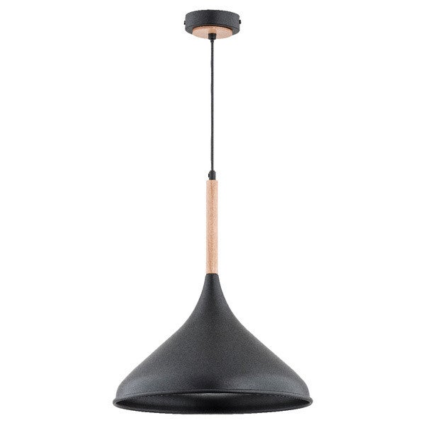 Lampa wisząca GASOLINA czarna-jasne drewno 1 x E27 x 15W wym: 90 x 34,5 x 34,5 cm Alfa