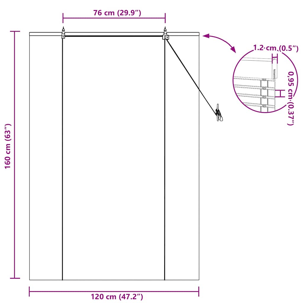 Roleta z zasłonami natura 120 x 160 cm Bambus vidaXL - 3