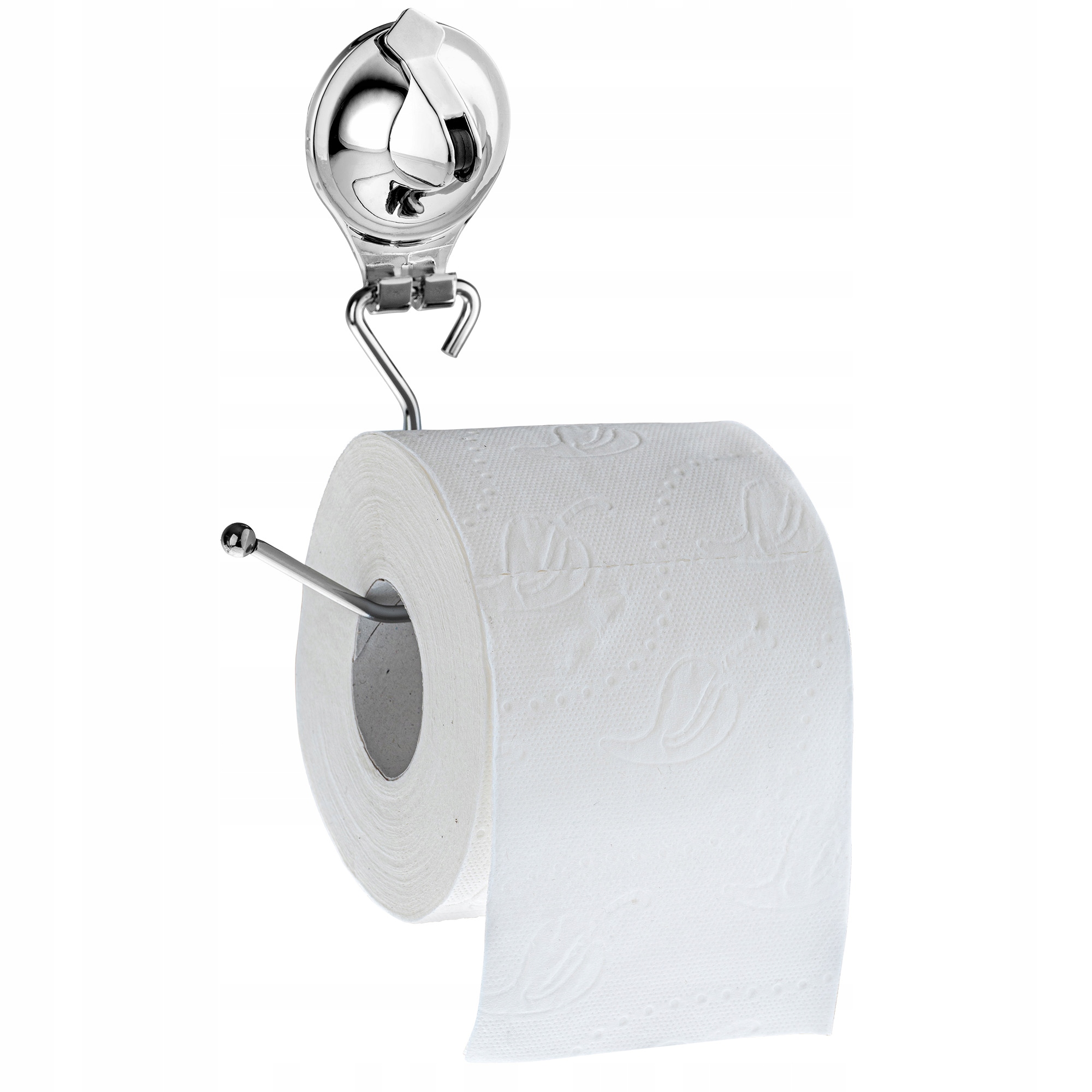 UCHWYT WIESZAK NA PAPIER TOALETOWY BEZ WIERCENIA Z PRZYSSAWKĄ SREBRNY STAL
