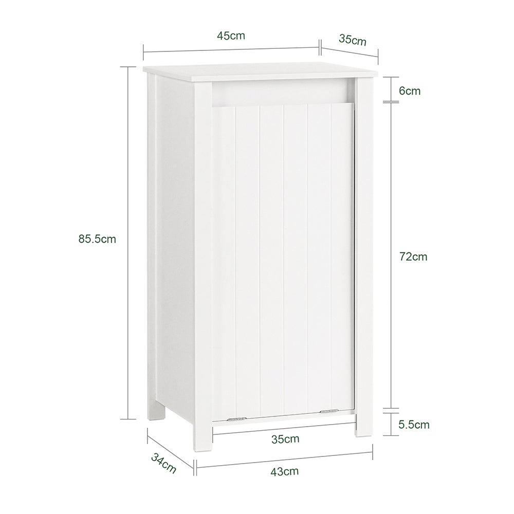 Mobile Porta Biancheria Per Bagno Mobile Lavanderia Con Sacco Portabiancheria Pieghevole Bianco 45x35x85,5cm BZR100-W SoBuy - 3