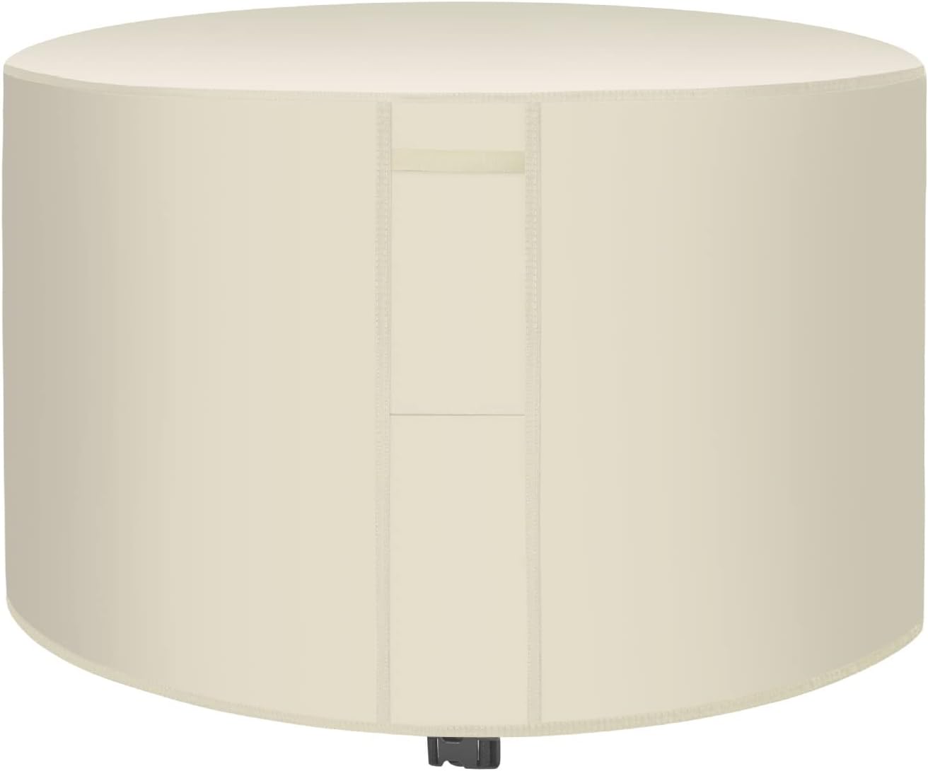 Wodoodporny pokrowiec ochronny na okrągłe meble ogrodowe, tkanina Oxford 420D, wiatroszczelny, odporny na promieniowanie UV, beżowy, 185 x 110 cm