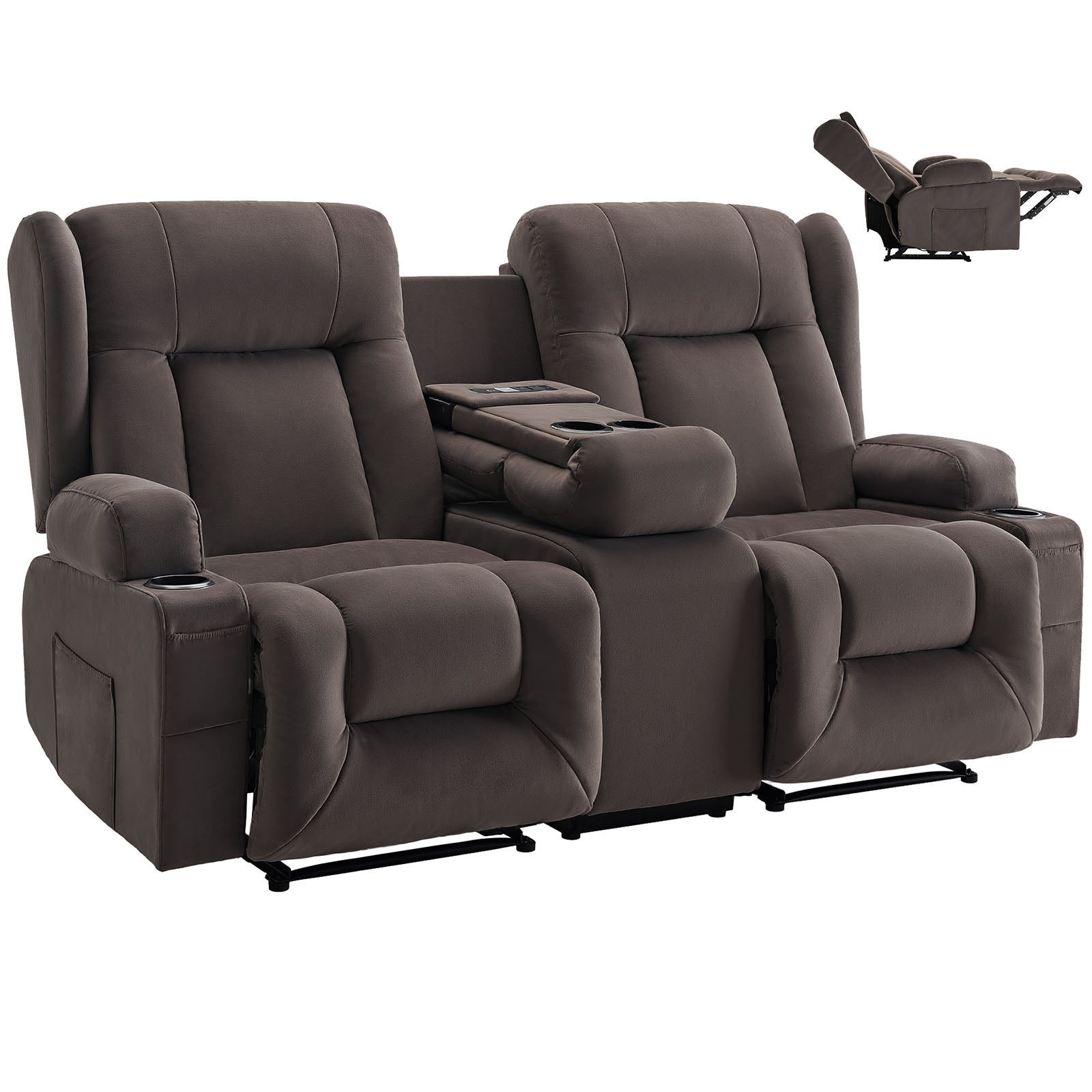 Elektryczna sofa dwuosobowa rozkładana z masażem i podgrzewaniem USB funkcja relaks do salonu