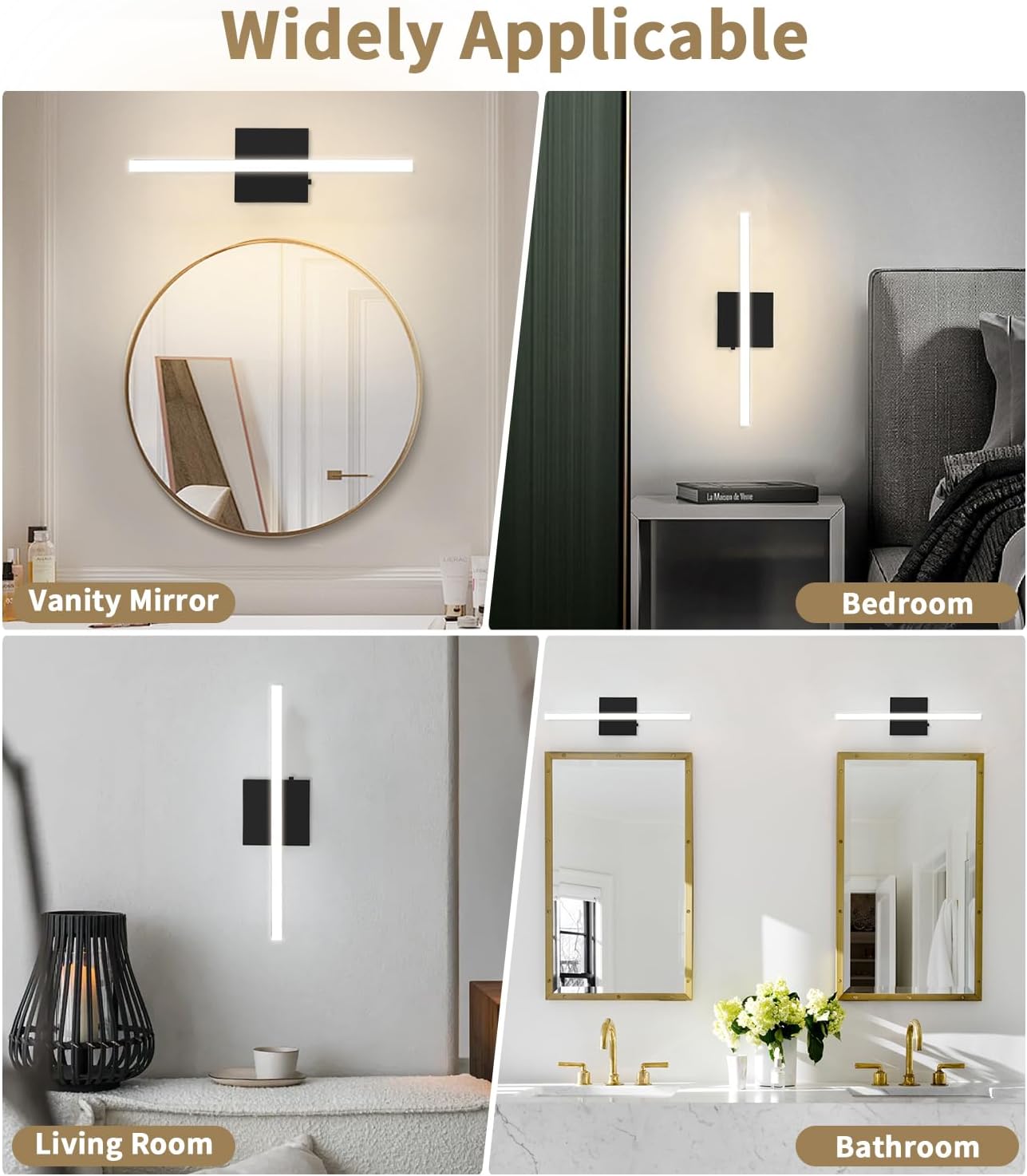 Applique murale pour miroir de salle de bain, 40 cm, température de couleur réglable 3000-6000K, éclairage LED pour miroir, abat-jour en acrylique - 5