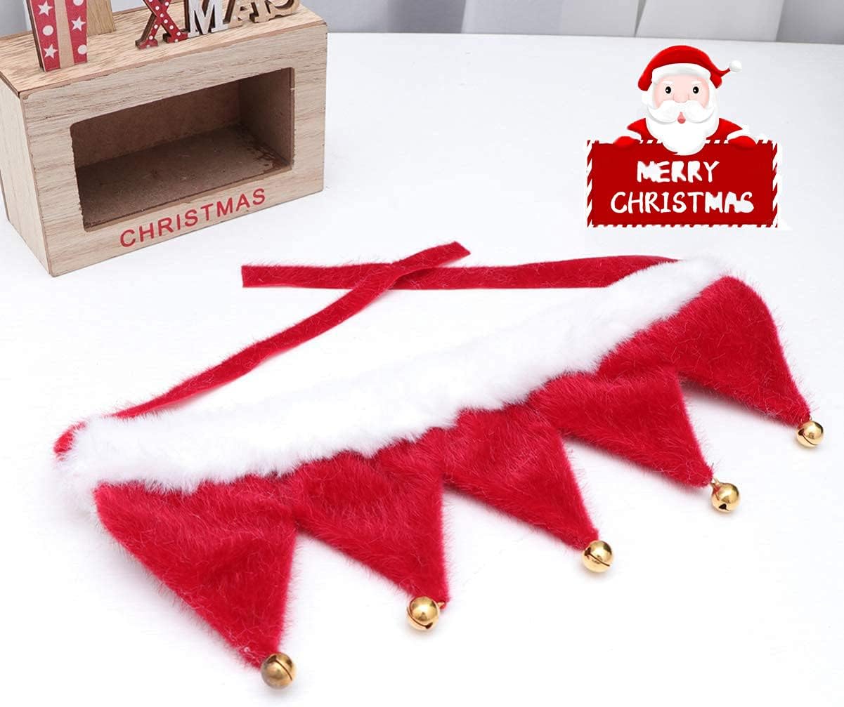 Collier de Noël réglable pour animaux de compagnie avec écharpe, adapté aux chiens, chats, chiots et chatons (taille M, 5 clochettes). - 4