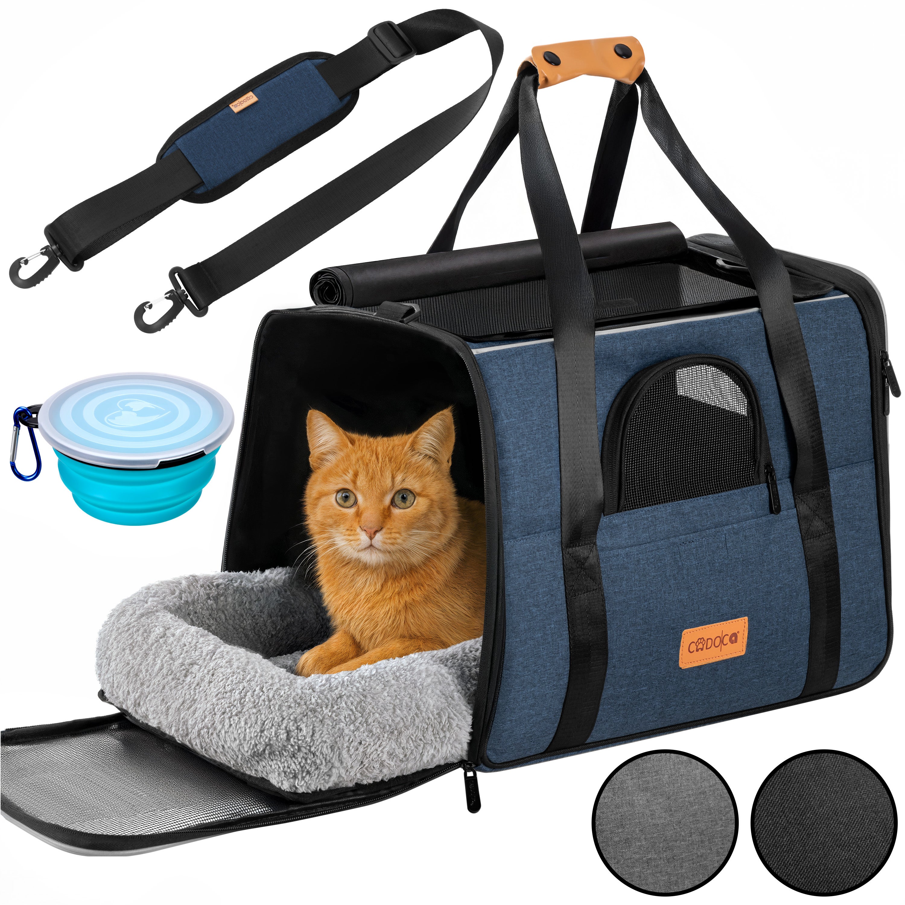 CADOCA® Sac de transport pour chat chien 20kg Bleu pliable - Main Image