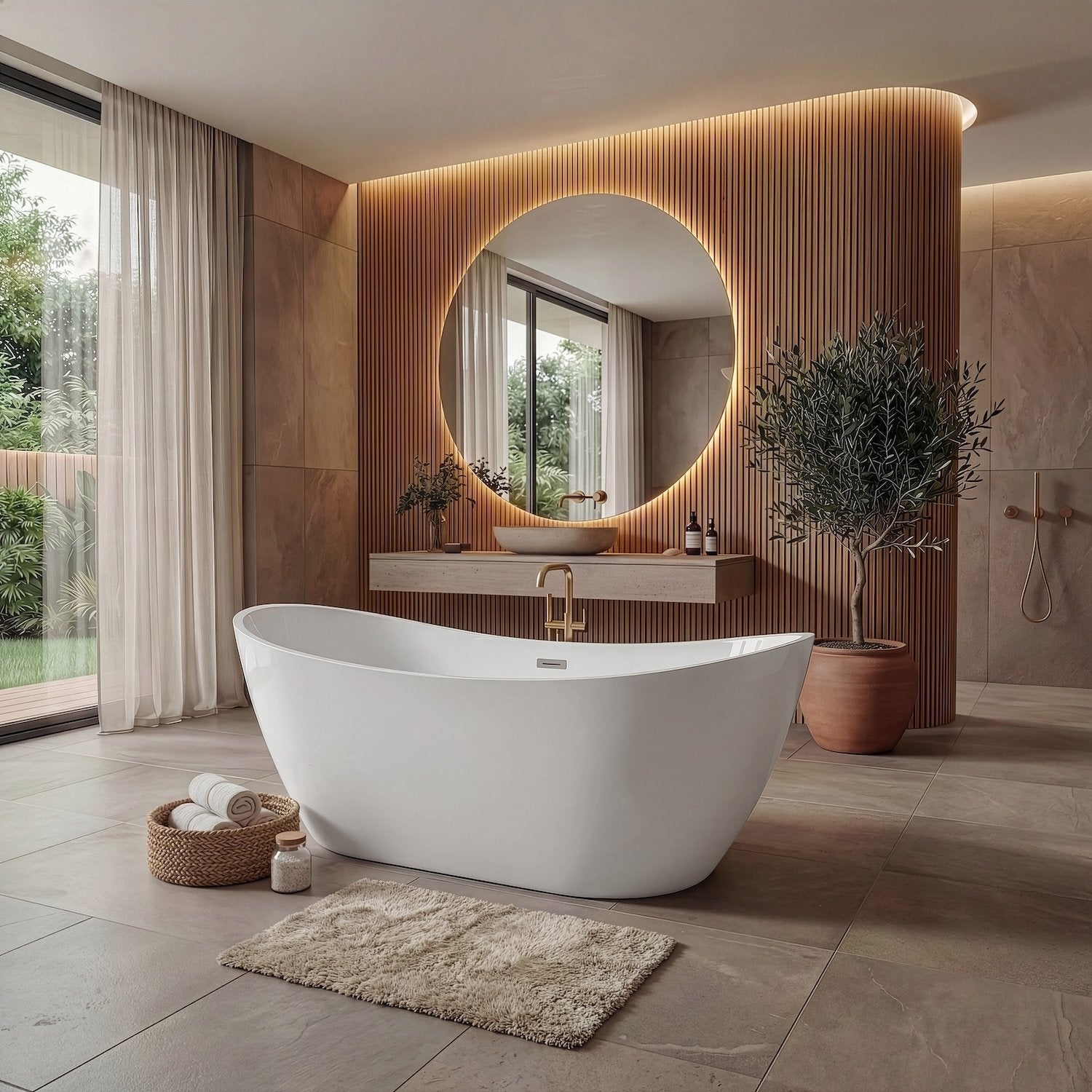 Baignoire autoportante Alegre - 170 x 78 x 58 cm - Bain blanc - 3