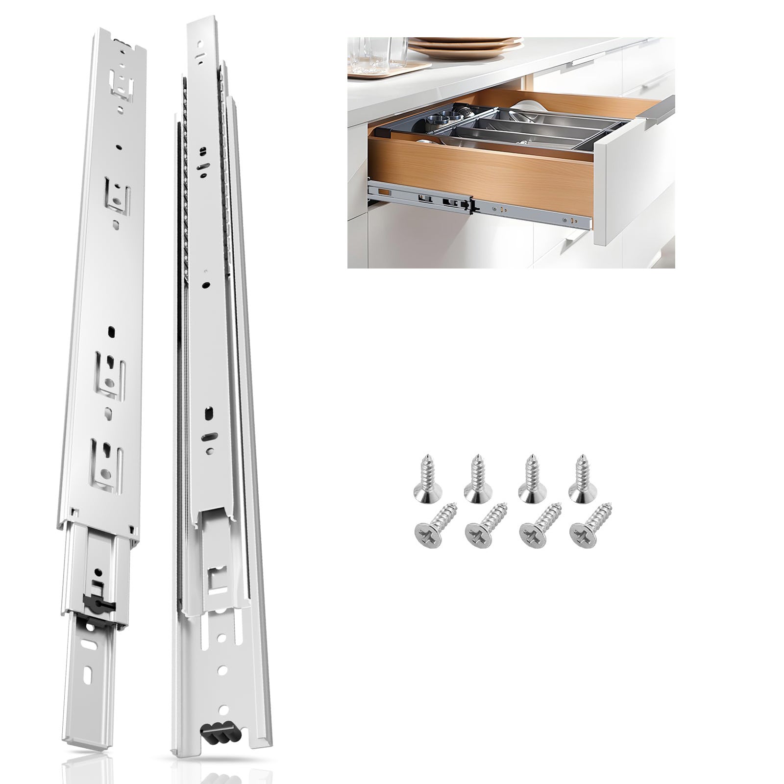 Guide Estrazione Totale 60cm Guide Cassetti Estrazione Totale 60cm - Scorrevoli A Sfera Con Blocco, Portata 120kg Guide 60cm Portata 120kg - Foto 5