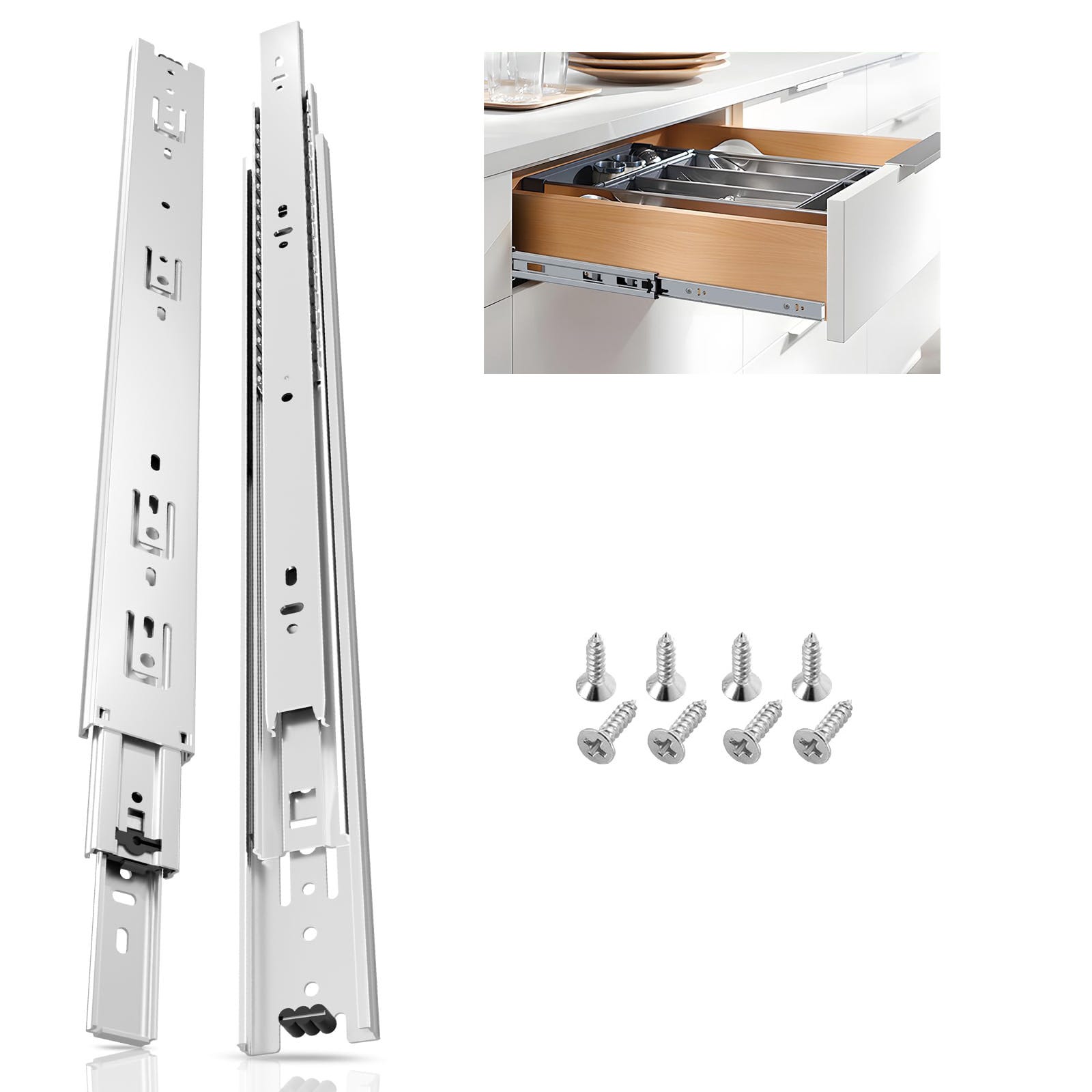 Guide Estrazione Totale 60cm Guide Cassetti Estrazione Totale 60cm - Scorrevoli A Sfera Con Blocco, Portata 120kg Guide 60cm Portata 120kg - Foto 5