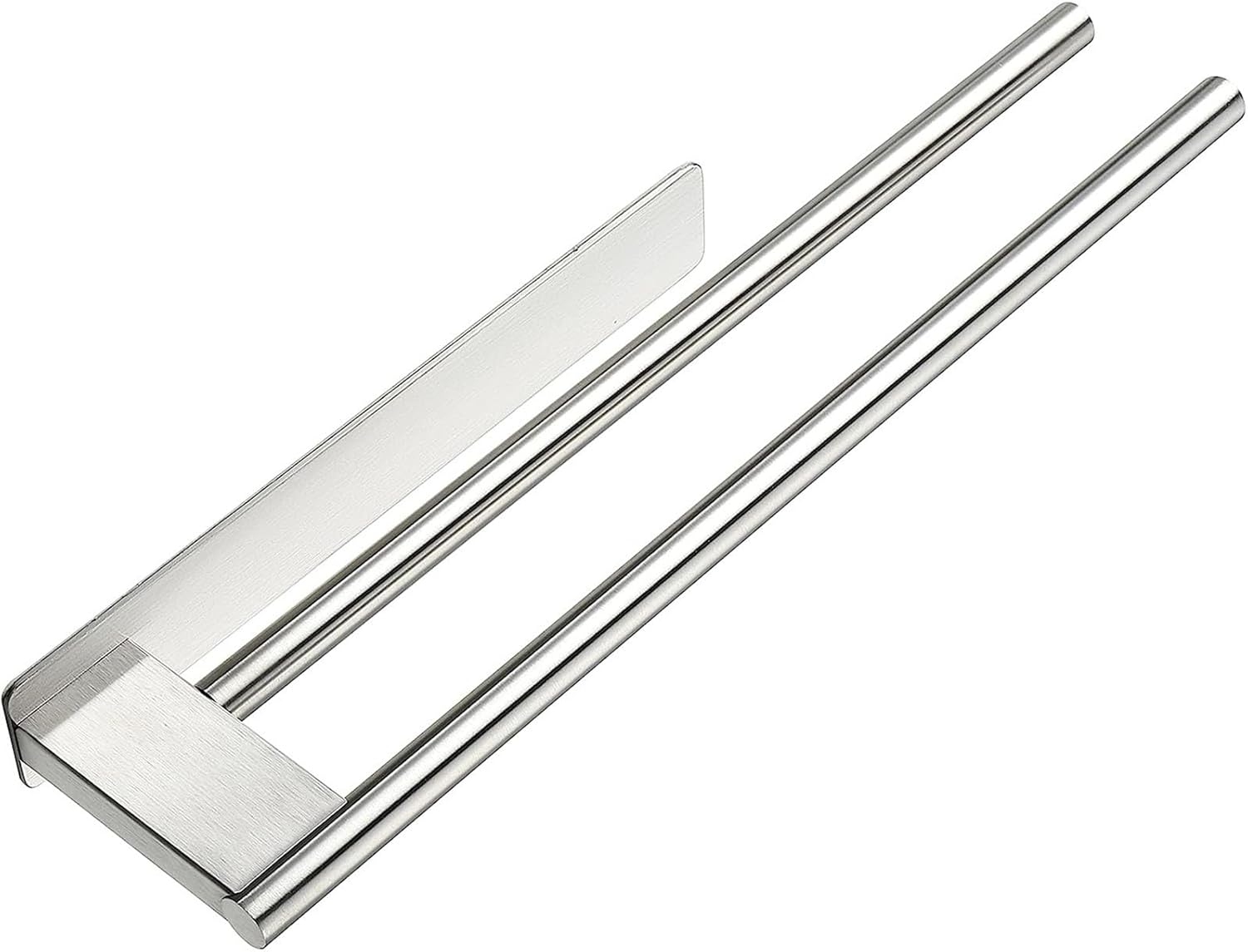 Porte-serviettes - Barre porte-serviettes - Double barre - Acier inoxydable - 1 pièce - 39 cm - Argent - 2
