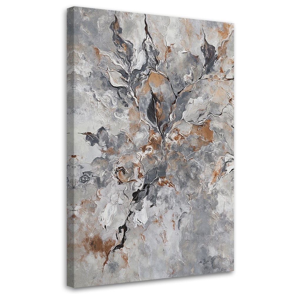 Obraz na płótnie, Abstrakcja Botanika Szary Złoty 40x60