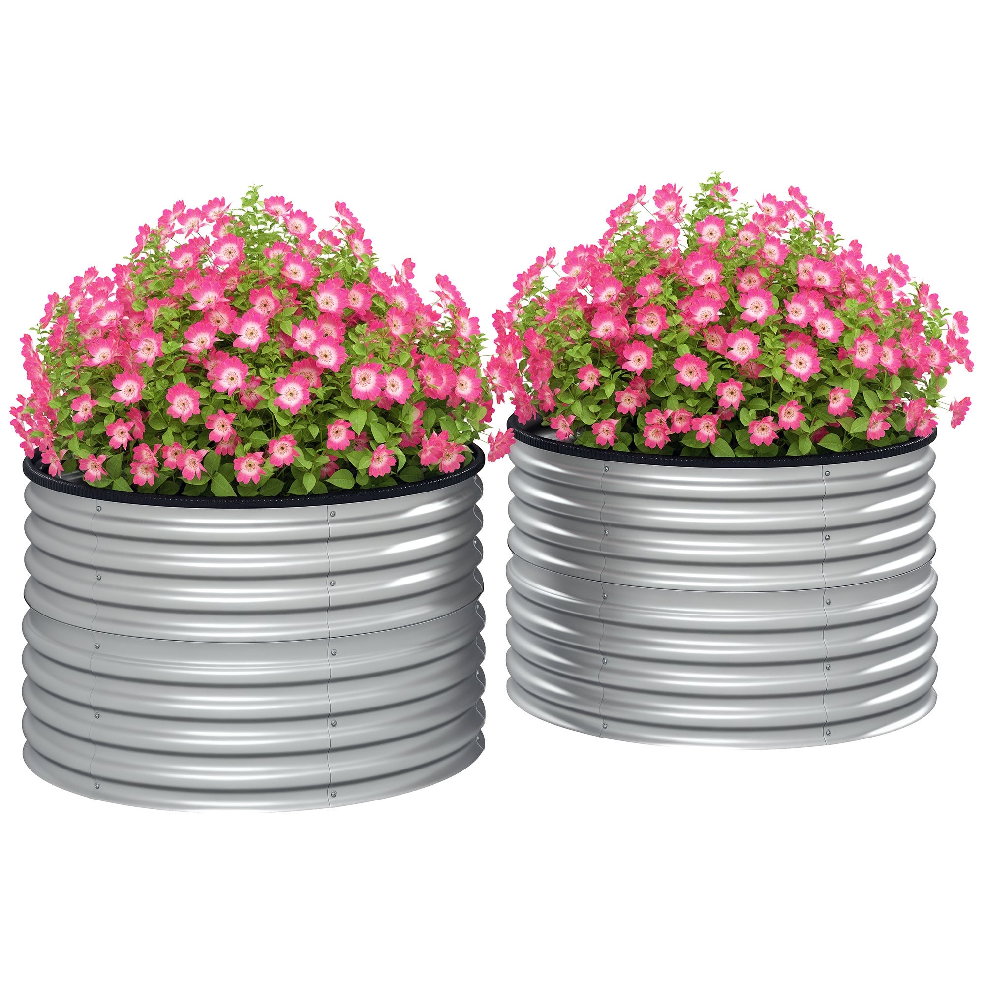 Lot De 2 Jardinières Surélevées En Tissu Non Tissé Gris 60x30x20cm Avec Poignées - Culture Légumes Fleurs