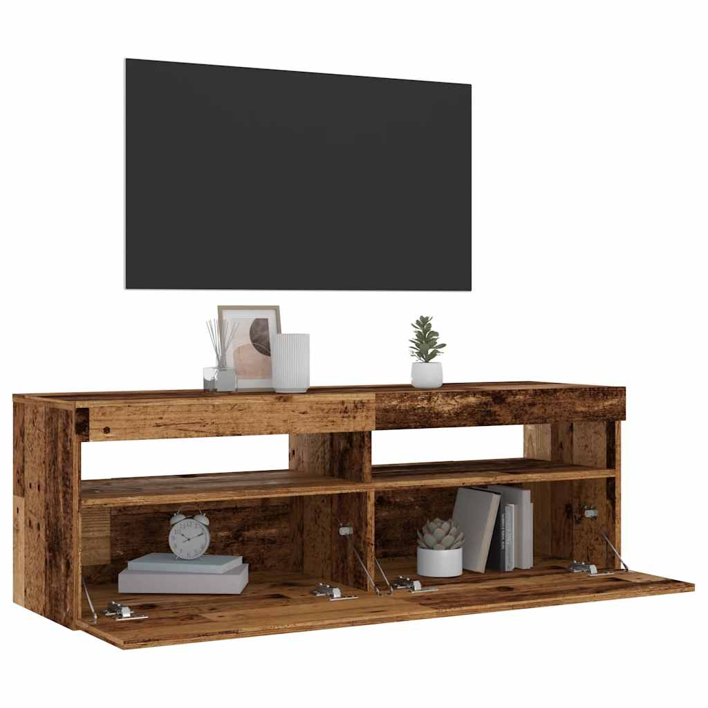 Móvel de TV | Armário de TV com luzes LED derivados de madeira madeira velha CFW46646 - 5