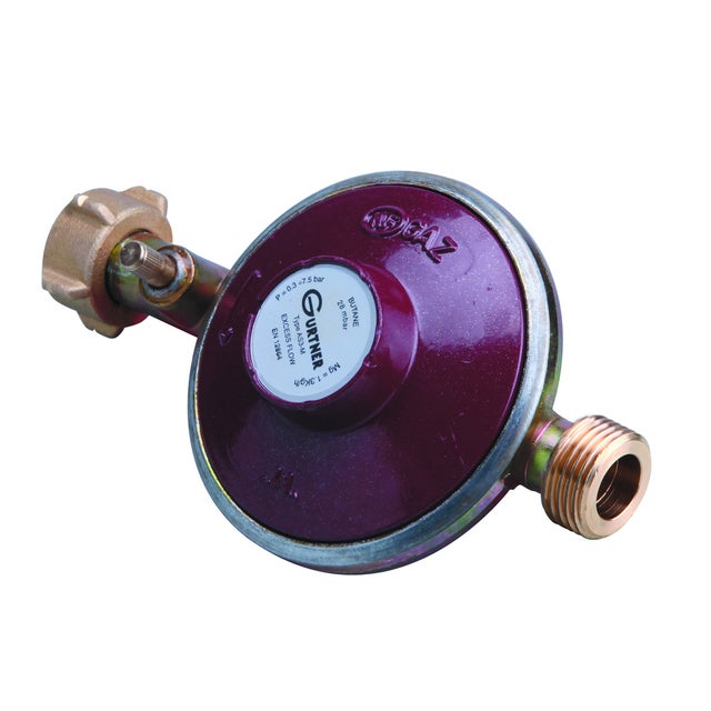 Détendeur fixe butane basse pression 20x150 Male - raccord bouteille 1,3kg/h 28mbars