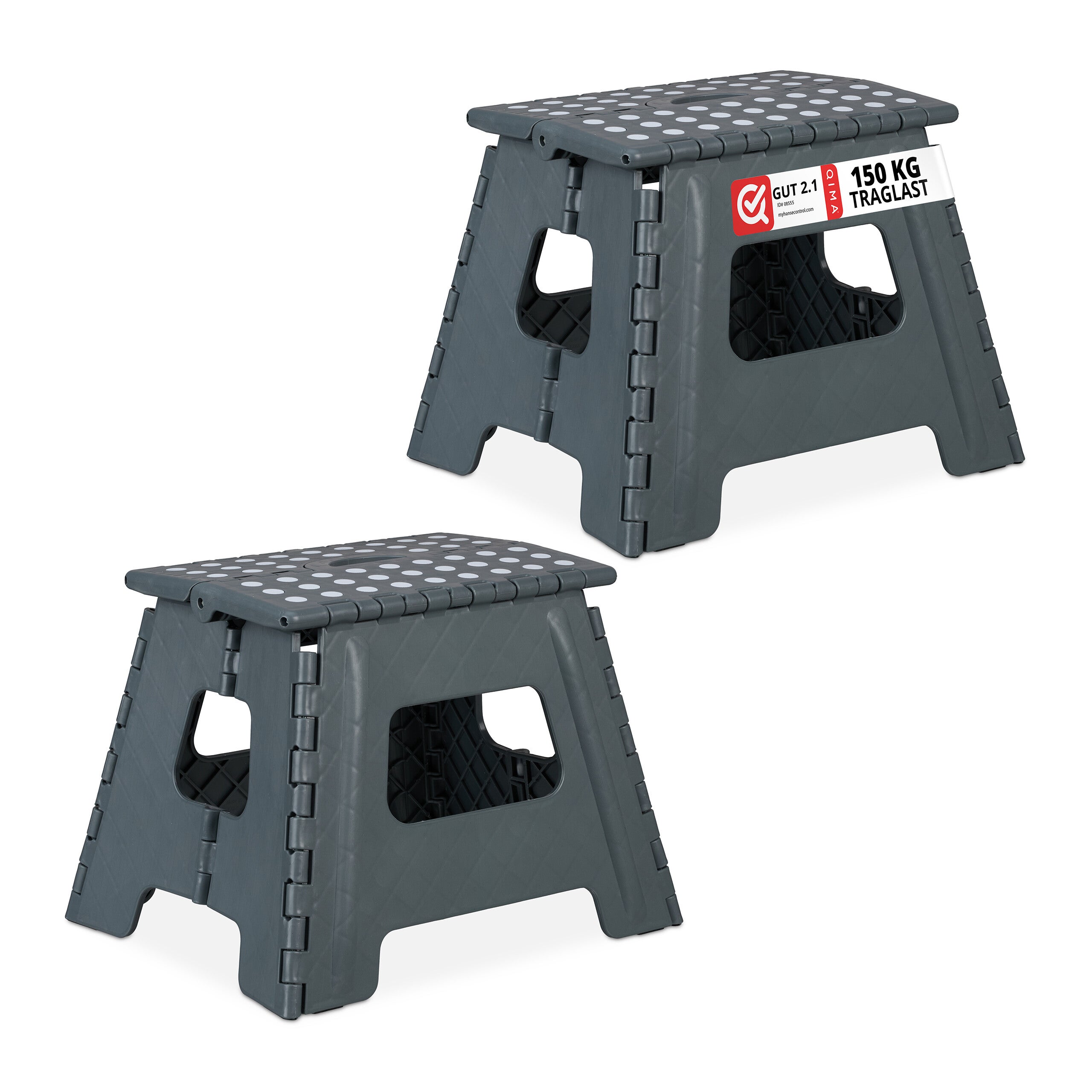 Tabouret Pliant Relaxdays L – Marchepied Portable 150 Kg – Salle De Bain, Cuisine, Camping – Noir