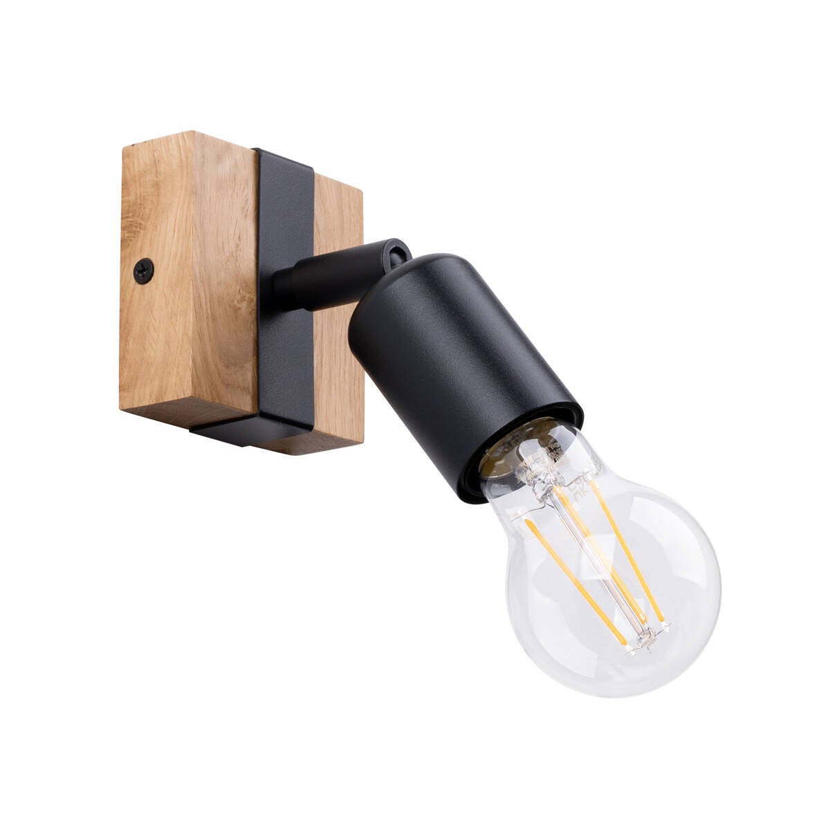 Kinkiet ścienny Zuca czarny-drewno 1xE27x15W do czytania wym: 11 x 8 x 14 cm metal IP20 Sollux Lighting