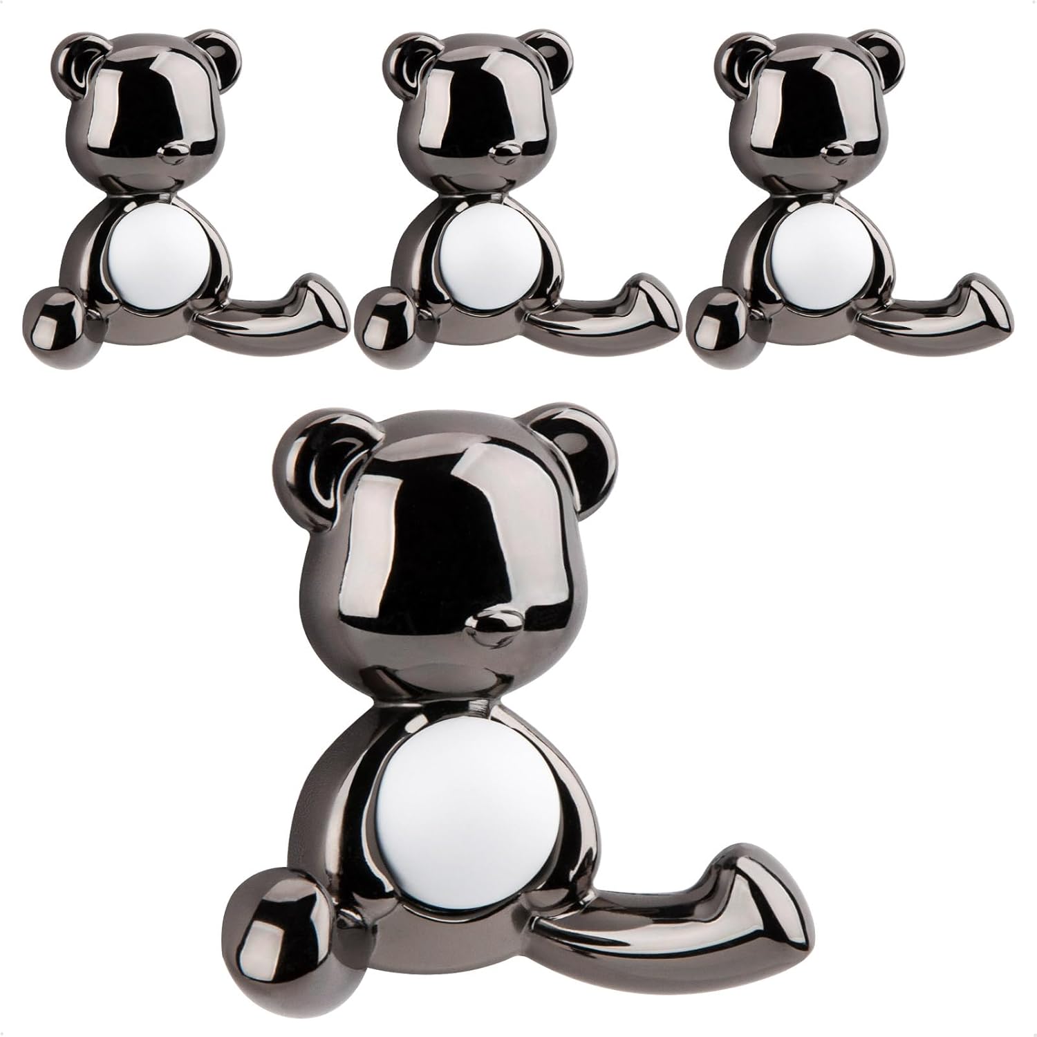 Perchero De Pared Parpyon – 4 Ganchos De Zamak, Blanco – Para Colgar Abrigos, Toallas, Bolsos En Entrada O Baño