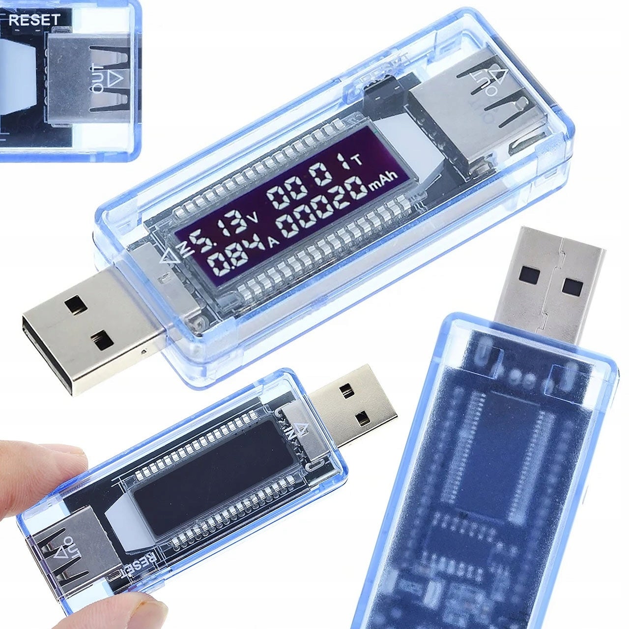 Testeur USB-A Ampèremètre Voltmètre Keweisi KWS-V20 - Mesure Tension/Courant - Bleu