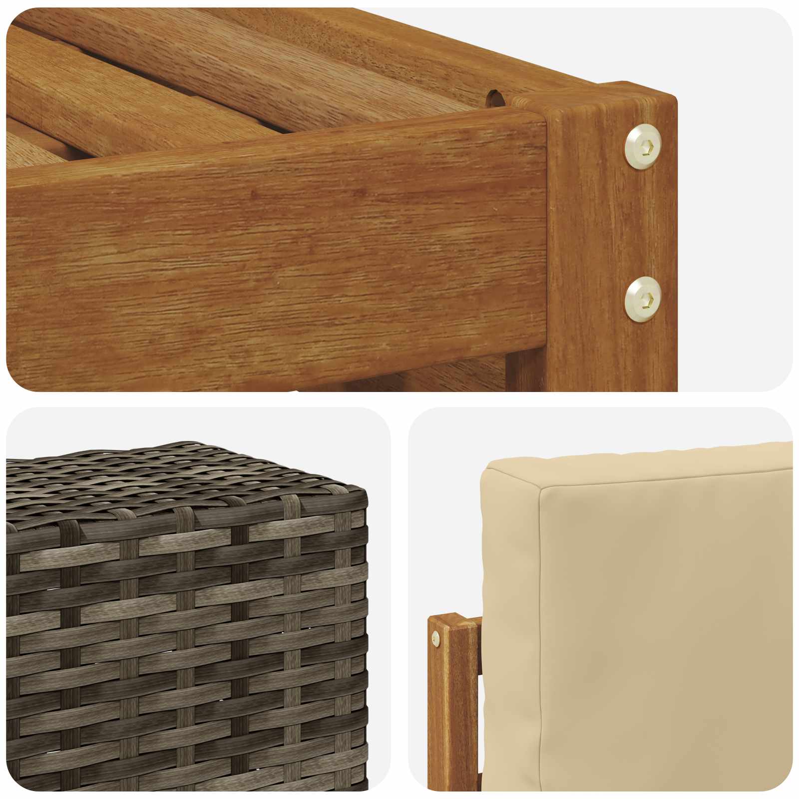 Ensemble de canapés d'extérieur, 7 pièces, naturel et beige, pour la terrasse - 6