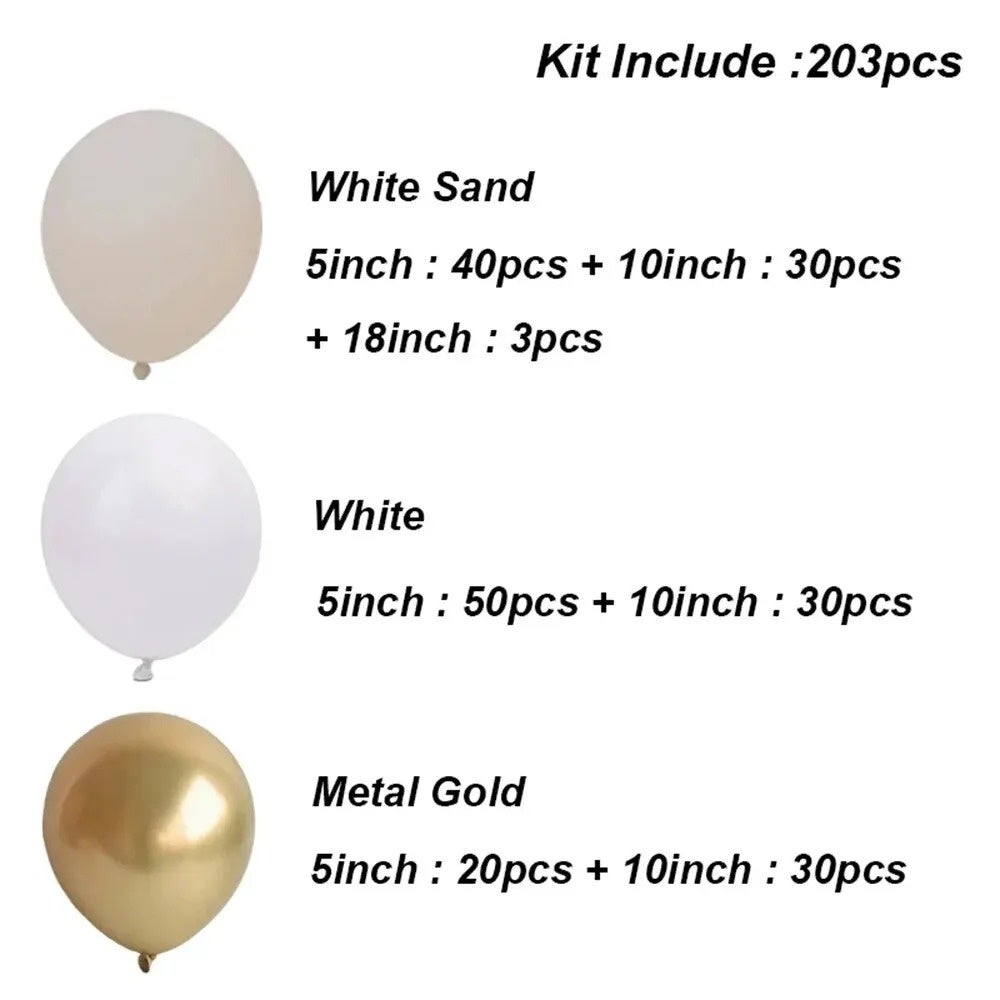 Cet ensemble d'arche de ballons de 203 pièces convient aux anniversaires, aux fêtes d'anniversaire, aux fêtes prénatales et aux décorations de mariage - 7