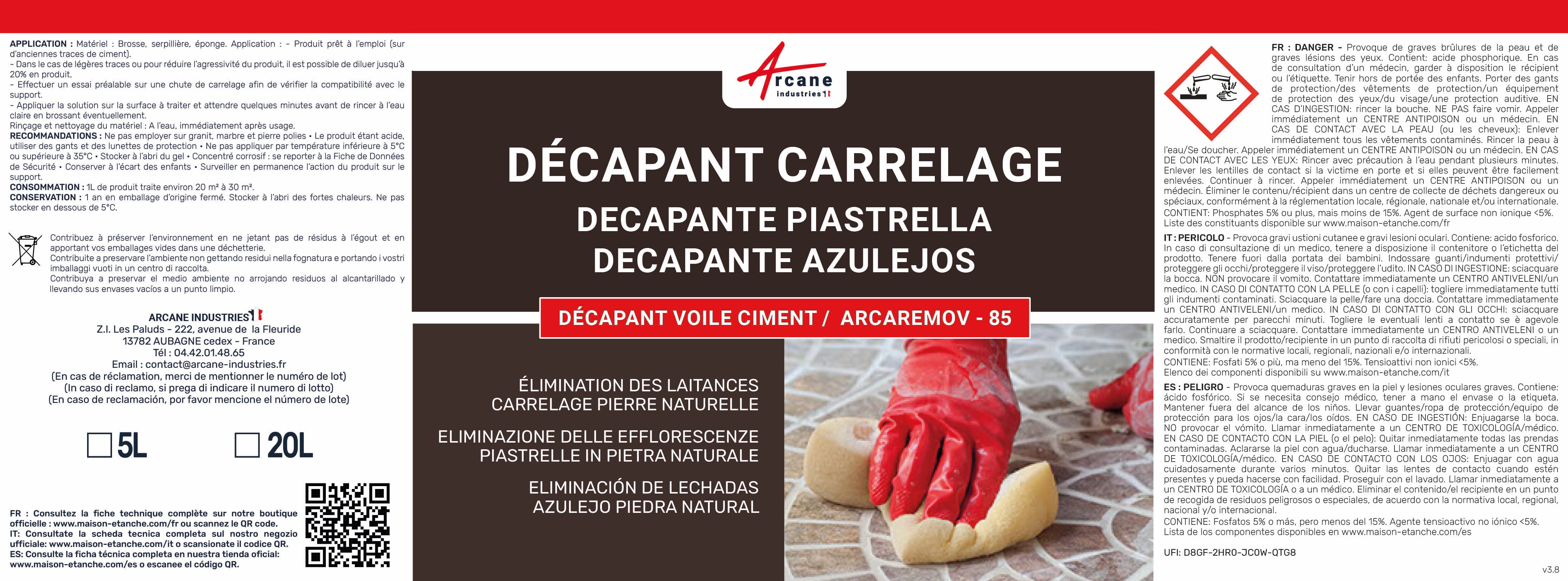 DÉCAPANT VOILE CIMENT - 5 L - ARCANE INDUSTRIES - 2