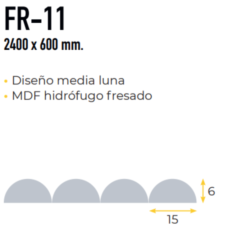 Revêtement Mural Flexible Palilleria Effet 3D Hydrofuge MDF Demi-Lune 600X2400 MM (1,44 m2/carton) - 2