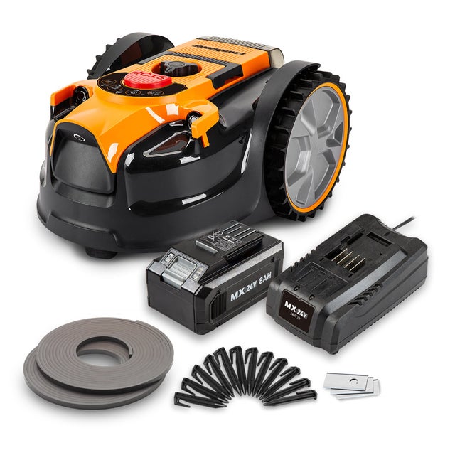 Robot tondeuse sans fil périmétrique 24V 8Ah pour 500 m² avec caméra et ultrasons