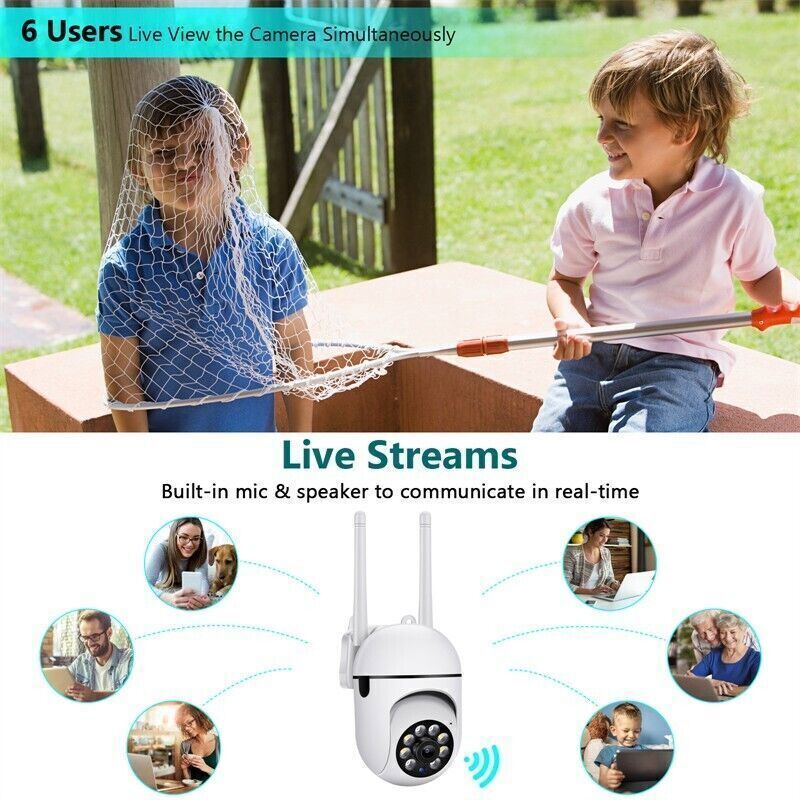 Camera de Surveillance Exterieure IP WiFi 2.4 + 5G HD 1080P Zoom x4 Suivi Humain Vision Nocturne Couleur avec 64G TF Carte - 8