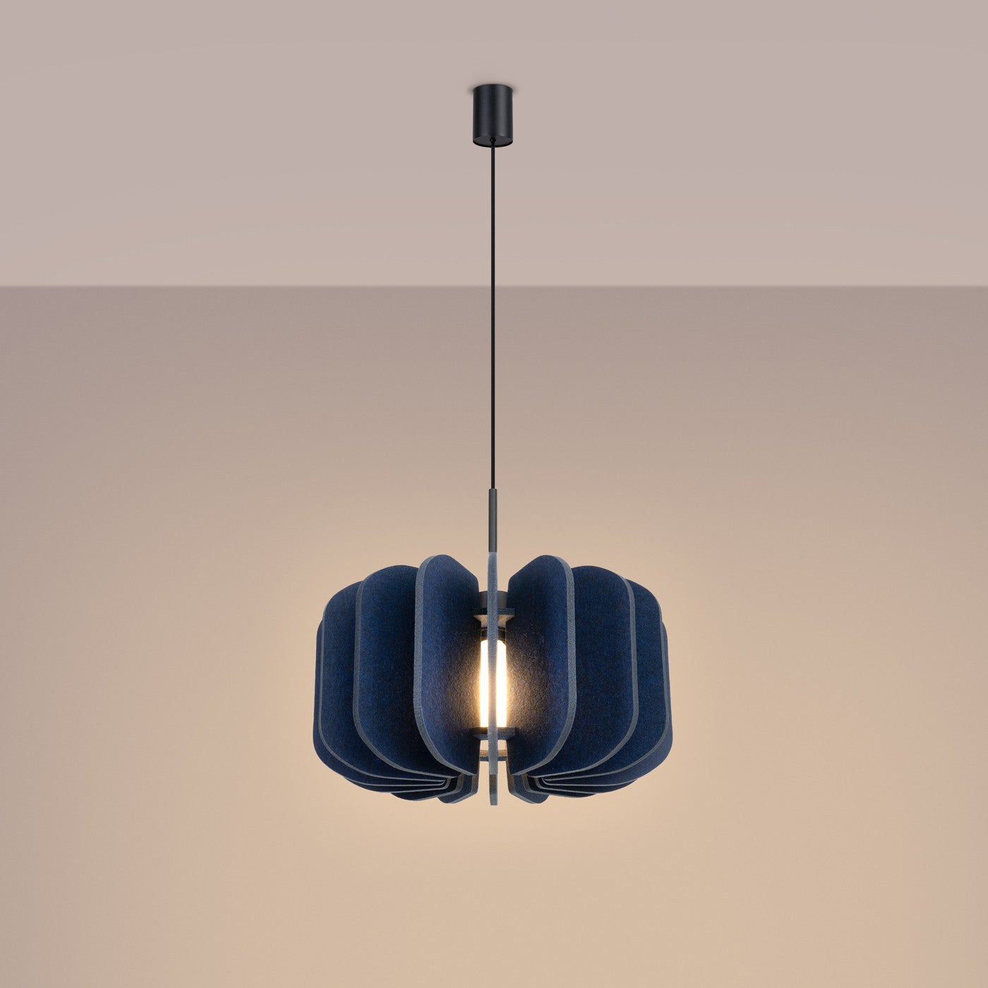 Lampa sufitowa filcowa MULA granatowo-czarna 1xE27x40W filc wym:146x45x45cm IP20 Sollux Lighting - 4