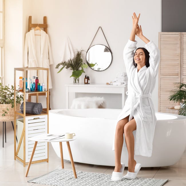 Portasciugamani A Scala Relaxdays In Bambù | Con Cesto 40L | Naturale Grigio | H 139 X L 43.5 X P 33 Cm - Foto 12