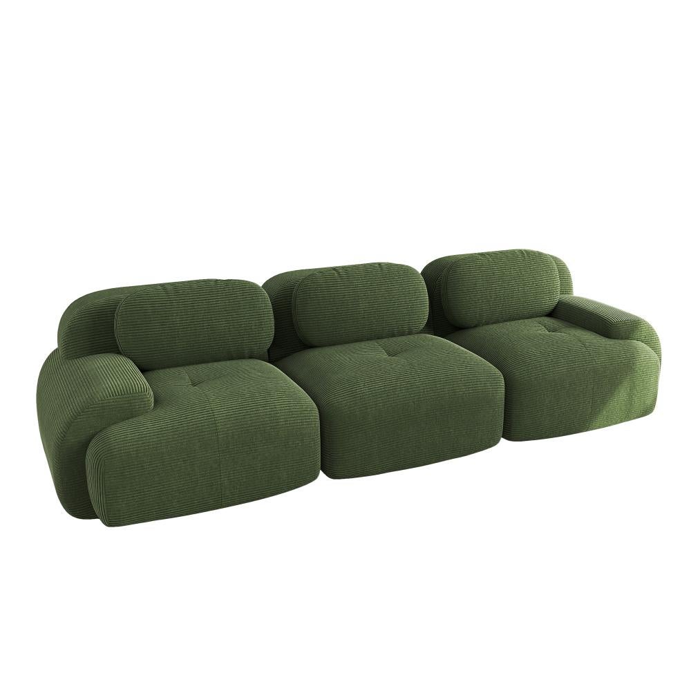 Sofa modulable 3 places en cord premium, rutschfest, sans montage, accoudoirs ergonomiques - 6