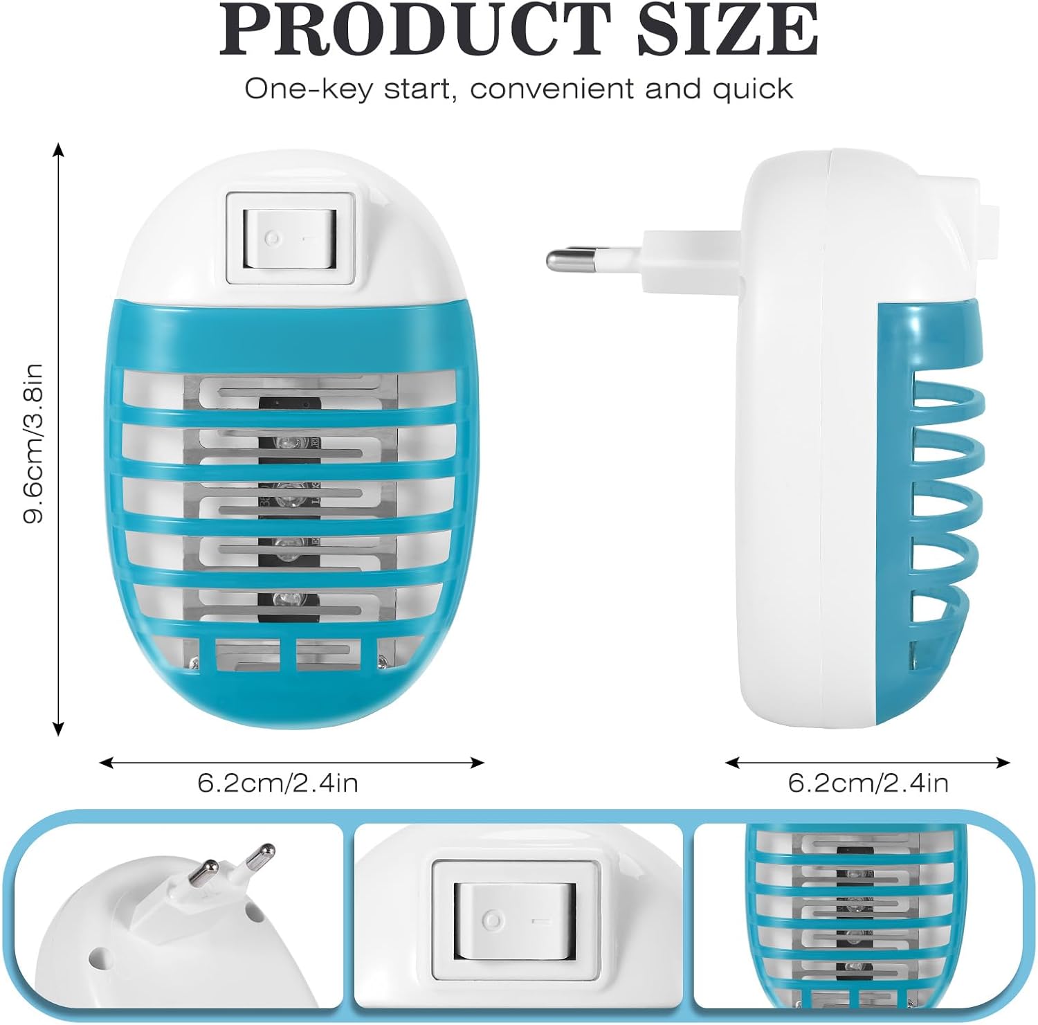 Lampe anti-moustiques électrique (lot de 4), répulsif anti-moustiques d'intérieur, non toxique, enfichable, lumière UV pour insectes et moustiques. - 2