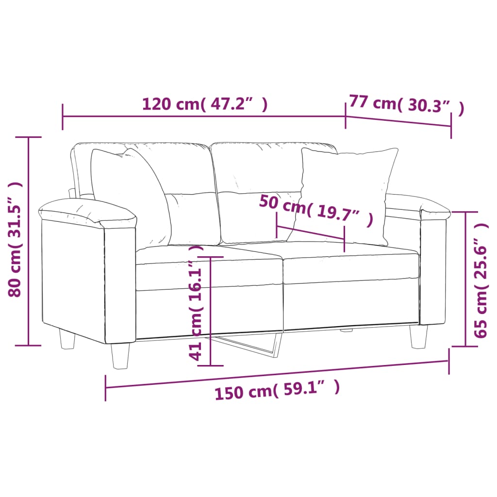 Canapé 2 places，Sofa pour Salon，Banquette avec oreillers gris clair 120 cm CDS48734 - 8