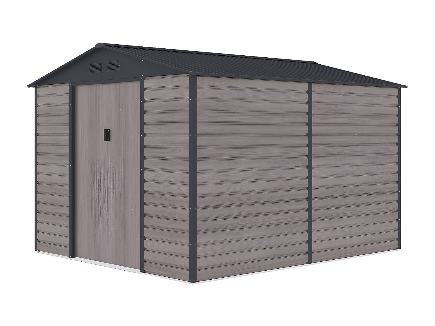 Abri de jardin métal en acier galvanisé effet bois gris 8,94 m² - ADELMO - 4