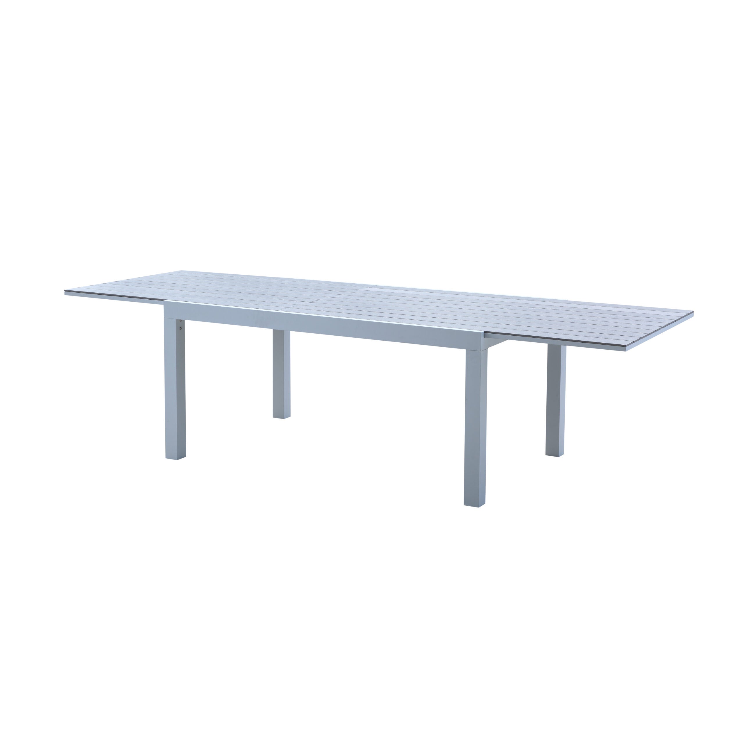 Table Tulum 6/10 personnes structure aluminium blanche, plateau en aluminium décors bois gris - 5