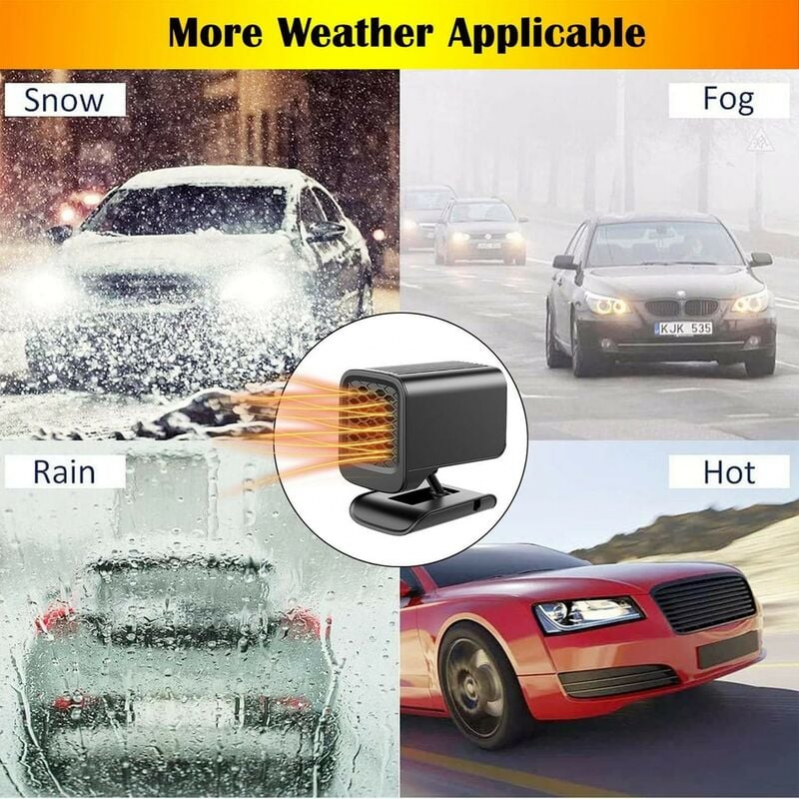 12 V 150 W przenośny grzejnik samochodowy z obrotową podstawką 360°, odmraża i usuwa zaparowanie - 3