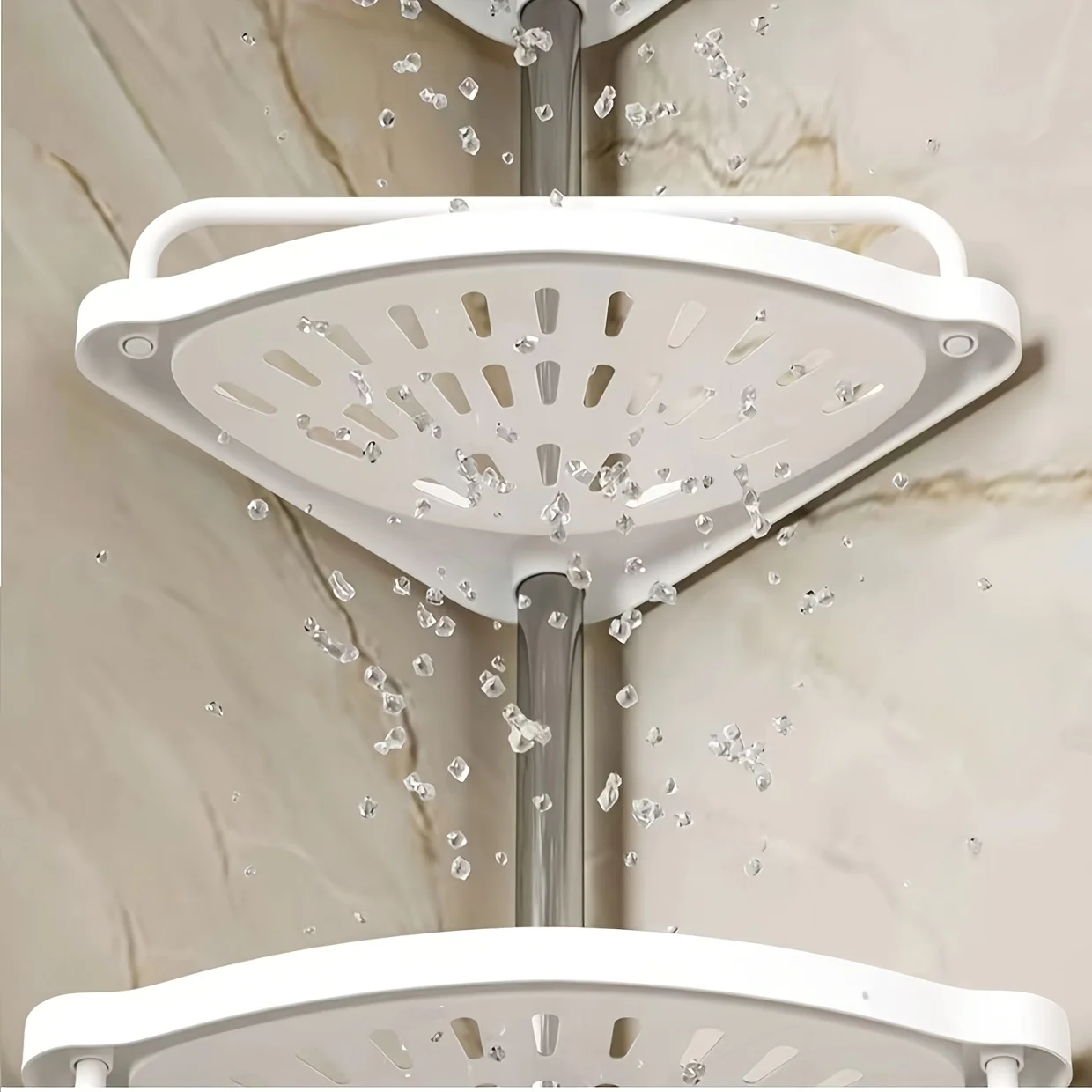 Étagère de douche d'angle à 4 niveaux, tige de tension en acier inoxydable antirouille, hauteur réglable 47,2-320 cm. - 3