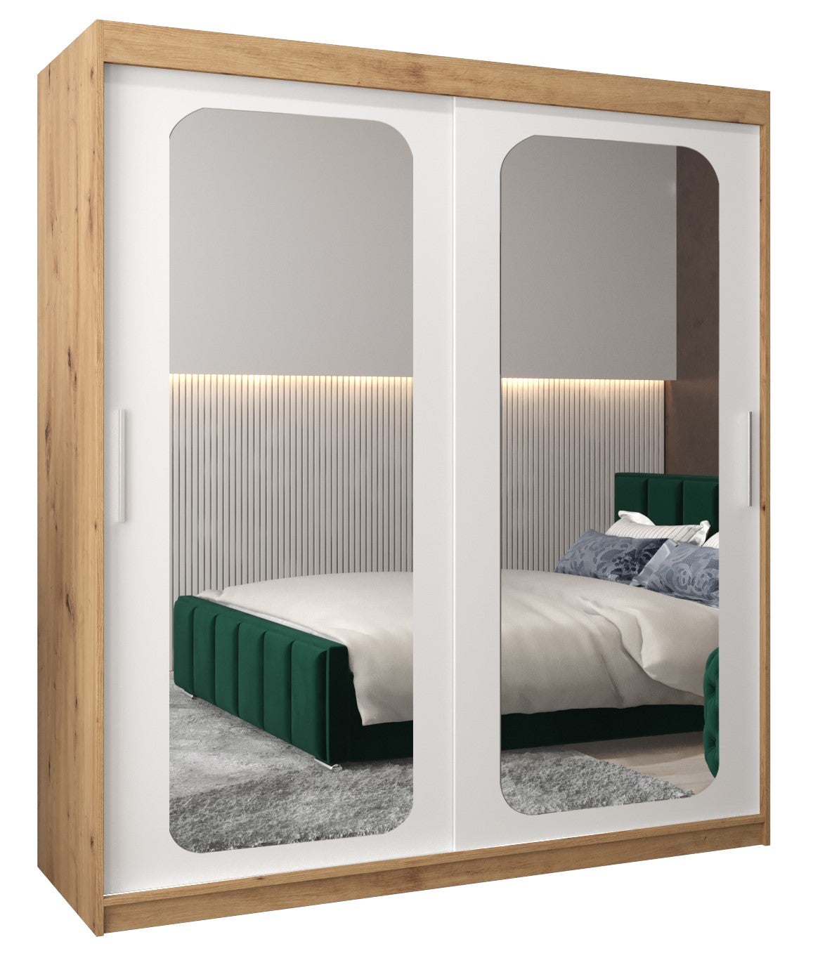 Szafa przesuwna garderoba PROMO T3 180 x 62 x 200 cm Artisan + Biały - Abiks Meble