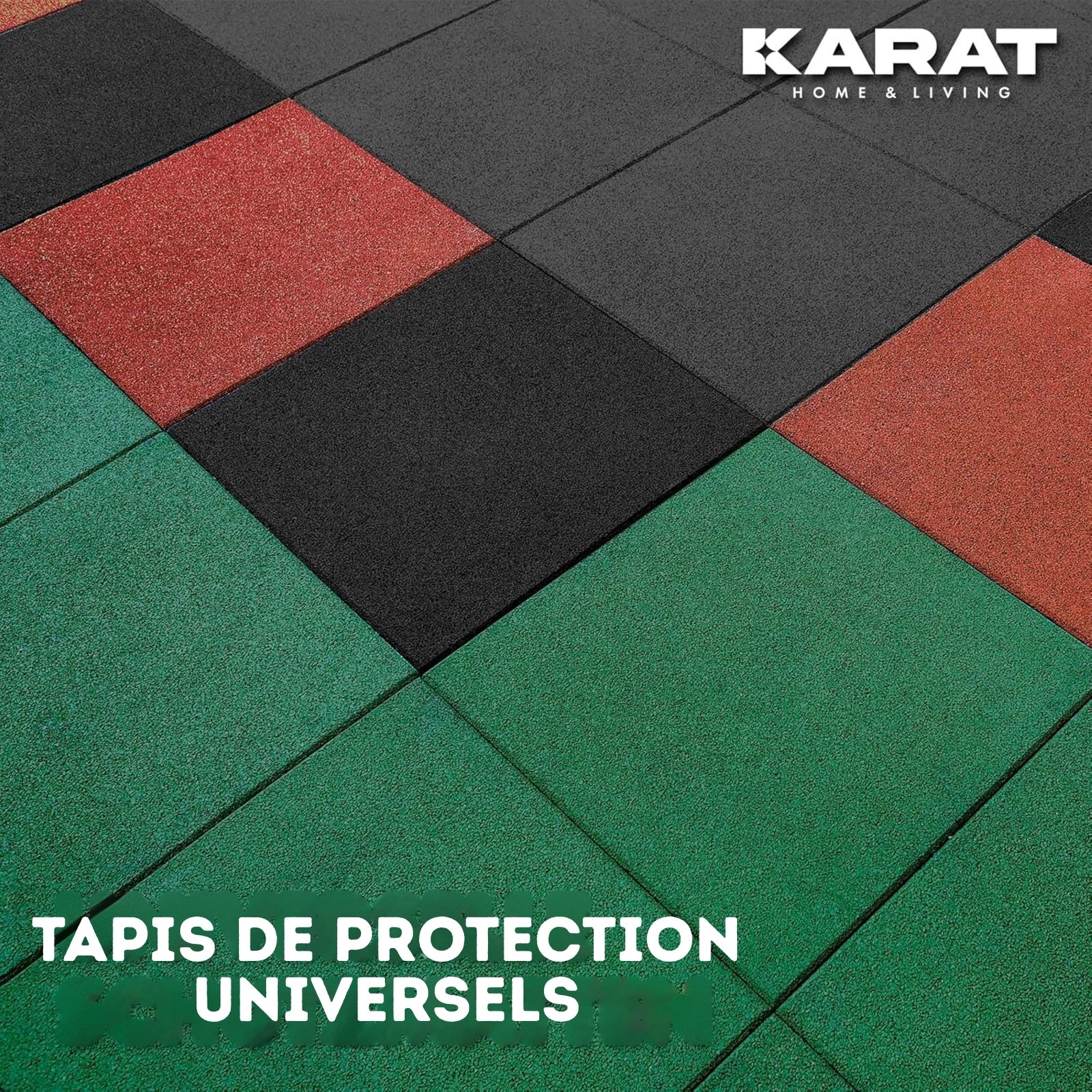 x 1 Dalle de protection Surface amortissante 50 x 50 cm, Ep : 25 mm, Vert - 3