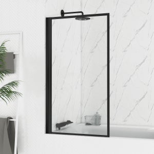 Pare baignoire rabattable 80x140cm - Finition Noir Mat - DARK CONTOURING SCREEN