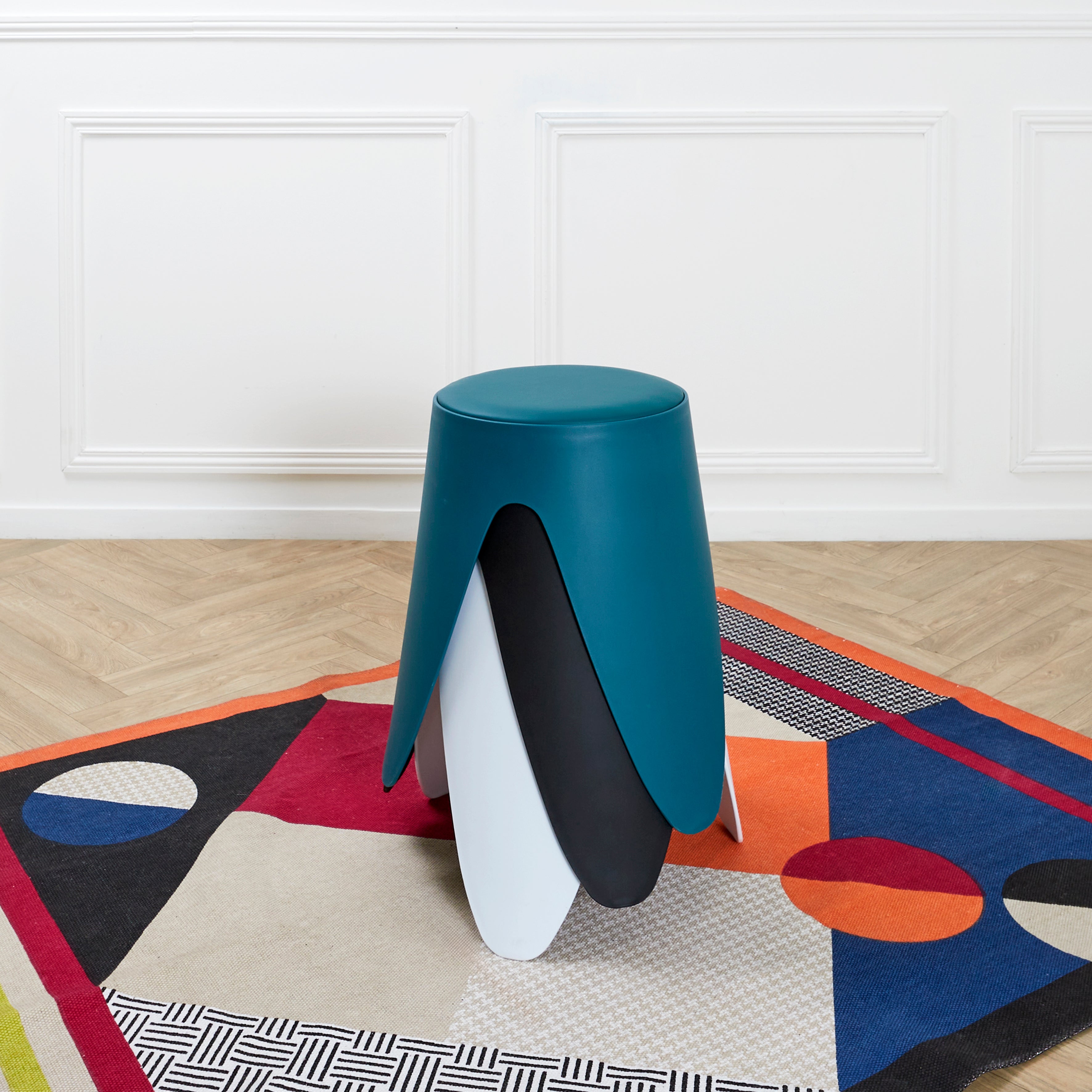 Tabouret - HOME DECO FACTORY - Eve - Empilable - Bleu canard - 4
