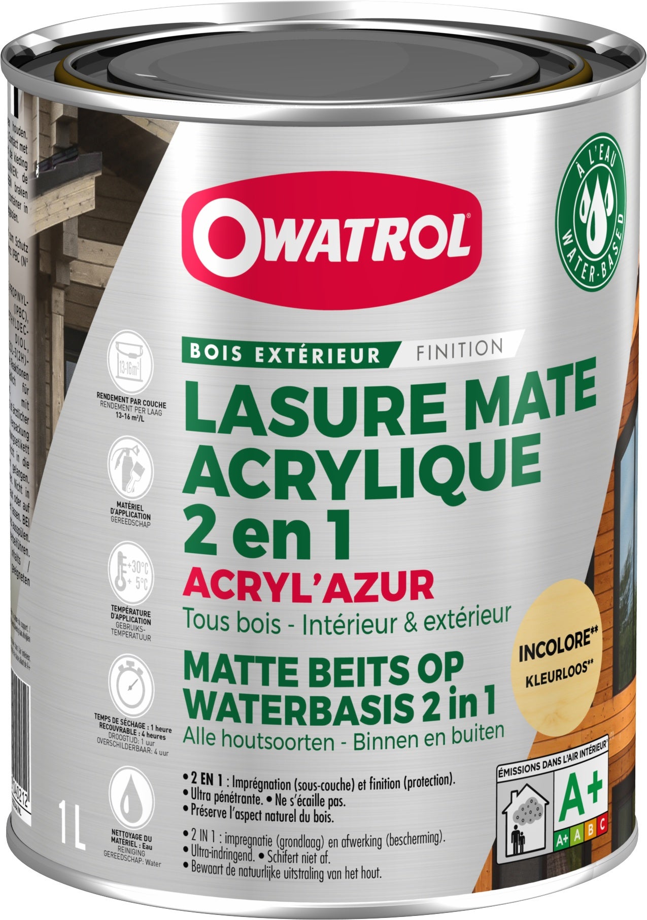 Lasure acrylique mate Owatrol ACRYL'AZUR Blanc Patine (li270) 1 litre ...
