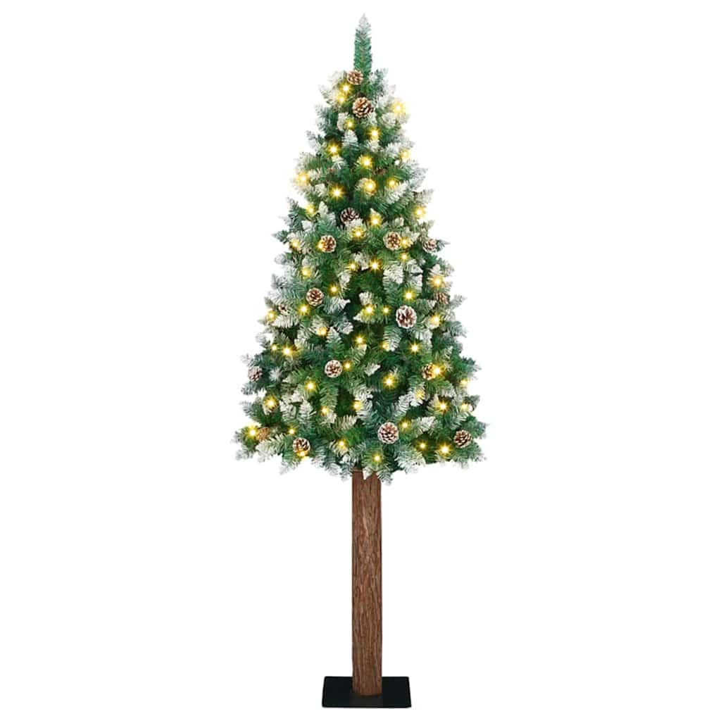 Szczupła Choinka Zielony 180 cm PVC i lite drewno sosnowe vidaXL