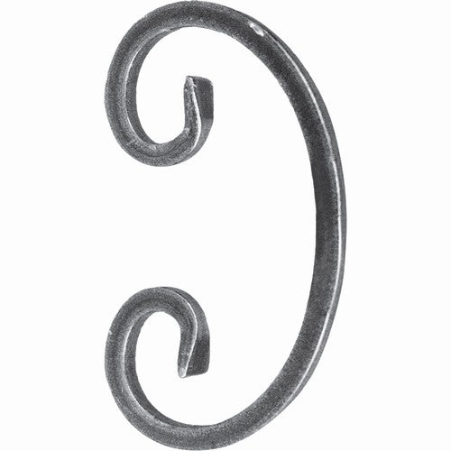 Volute en C finition coupe droite - Hauteur 135mm Largeur 75mm en carré de 8mm - Fer forgé - À souder